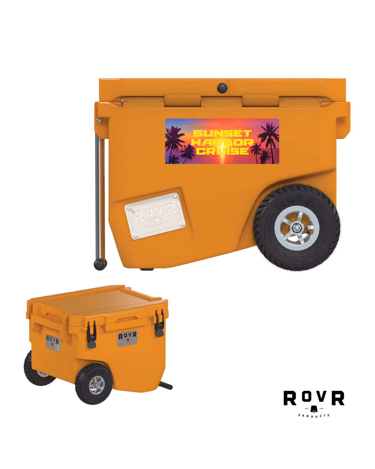 Custom RovR RollR 60qt Wheeled Hard Cooler - Orange