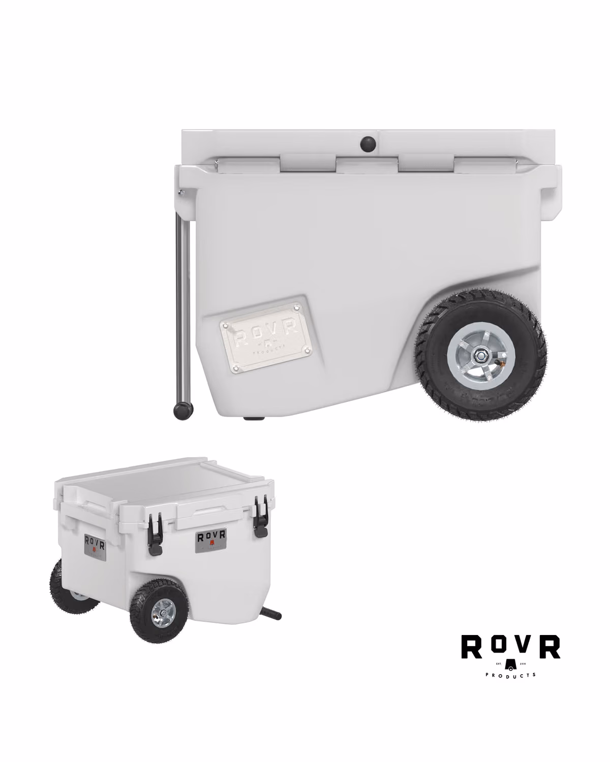 Custom RovR RollR 60qt Wheeled Hard Cooler - White