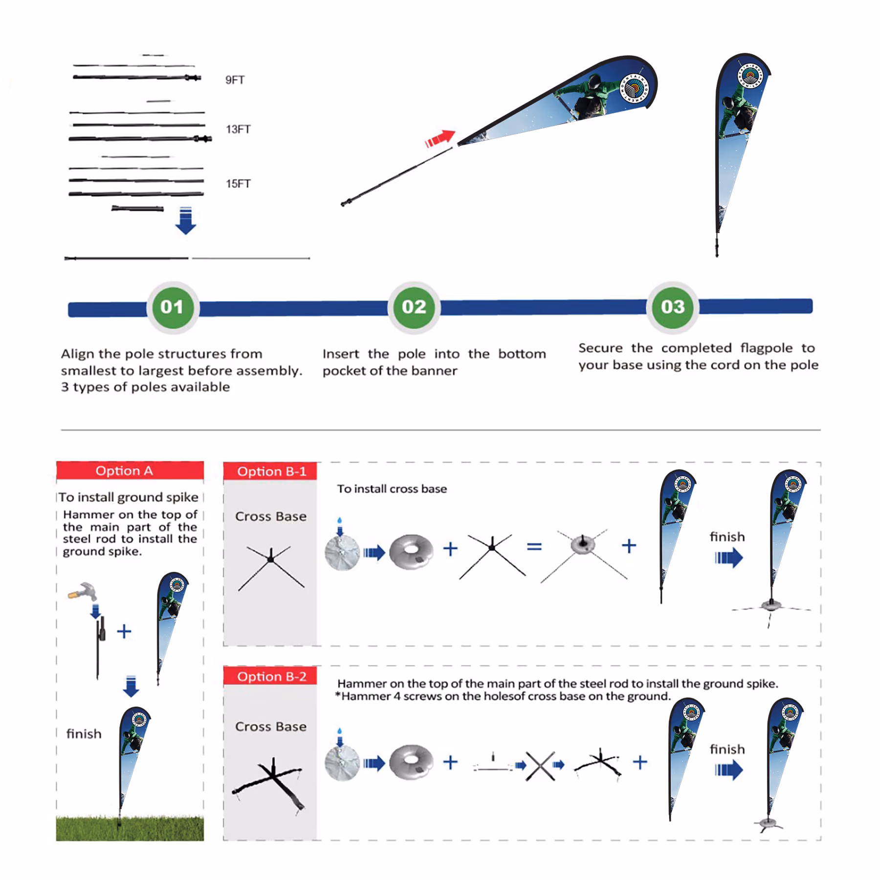 Custom DisplaySplash 13' Single-Sided Custom Teardrop Flag