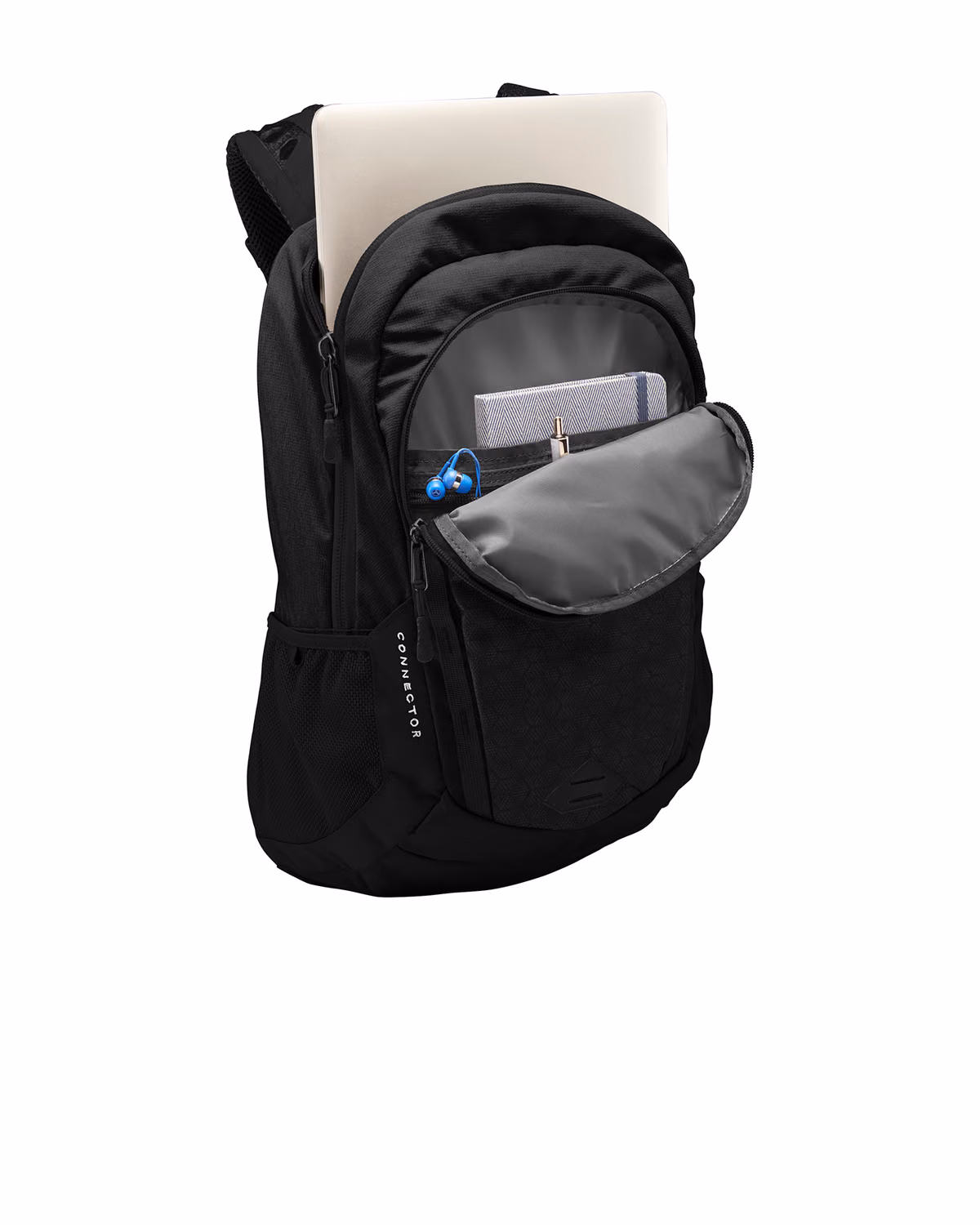 Custom The North Face Connector Backpack - TNF Black/ TNF White - flat front