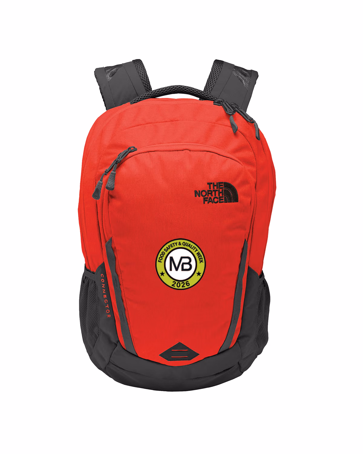 Custom The North Face Connector Backpack - Rage Red/ Asphalt Grey - front