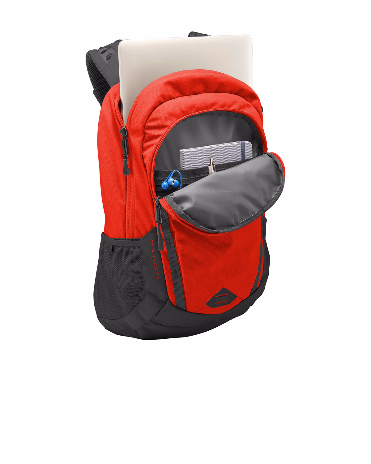 Custom The North Face Connector Backpack - Rage Red/ Asphalt Grey - flat front
