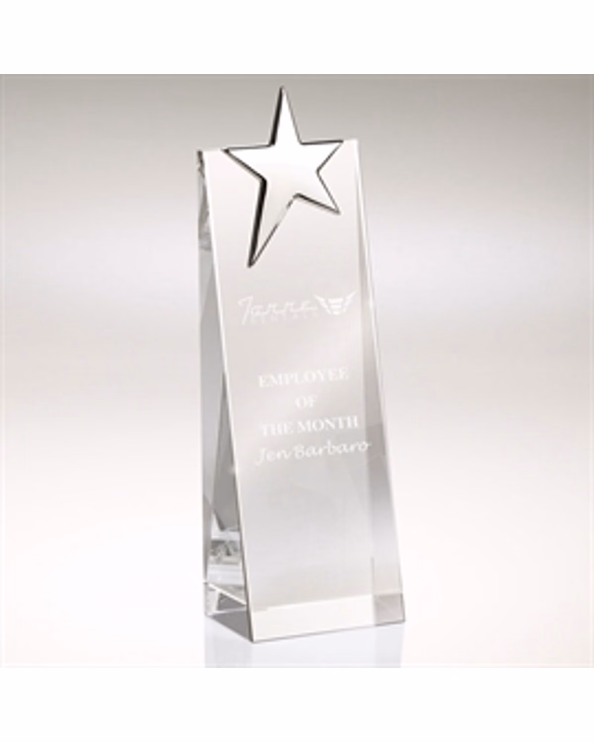 Custom Crystal Award: Estrela Silver Star Tower