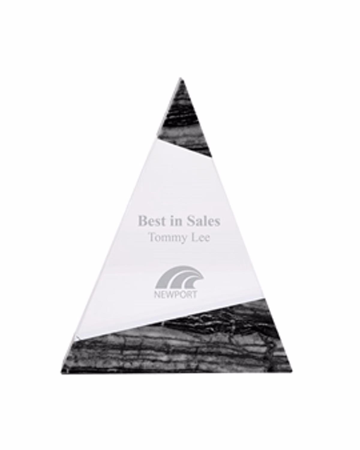 Custom Crystal Award: Vega Triangle with Marble Trim