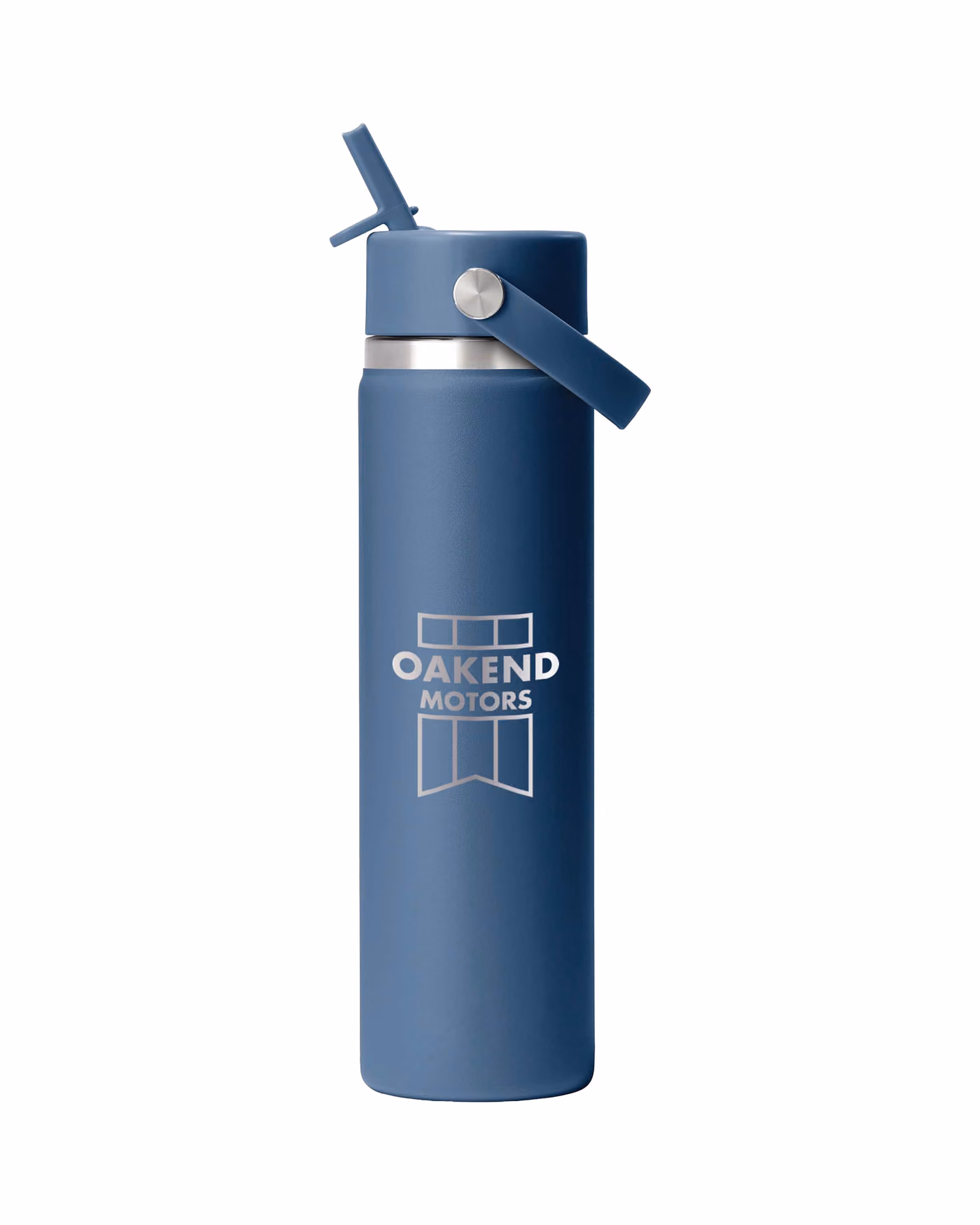 Custom Hydro Flask 24 oz. Standard Mouth Bottle w/Flex Straw Cap - Harbor Blue