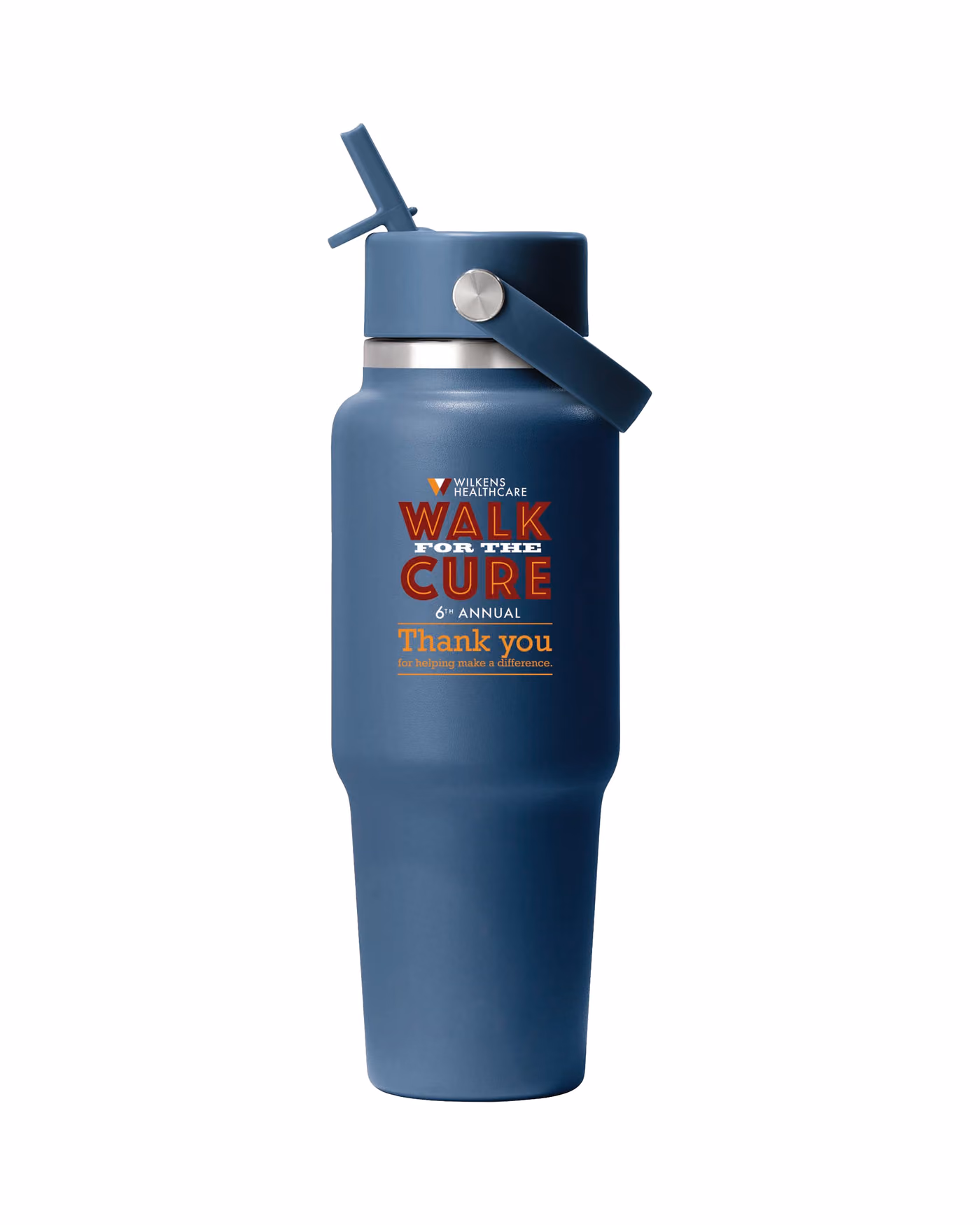 Custom Hydro Flask 32 oz. Wide Mouth Bottle w/Flex Straw Cap - Harbor Blue