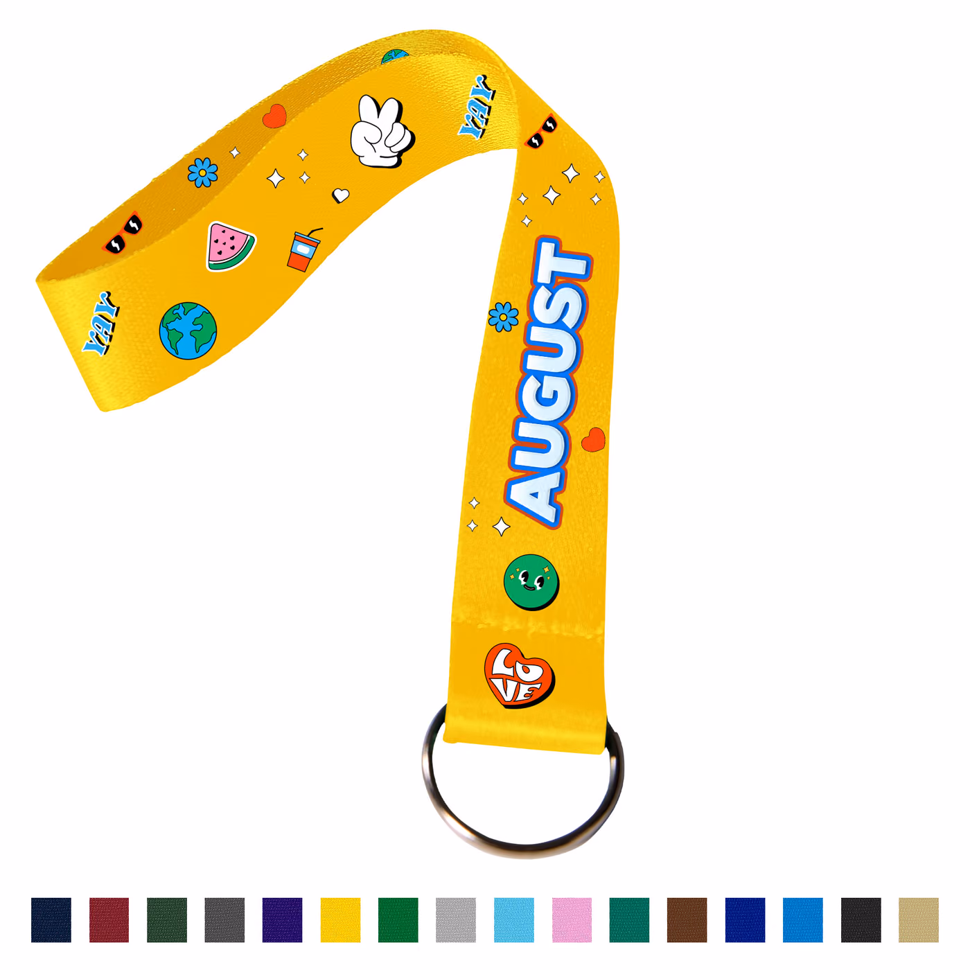 Custom 3/4" Full Color Polyester Wrist Keychain Lanyard w/ Split Ring