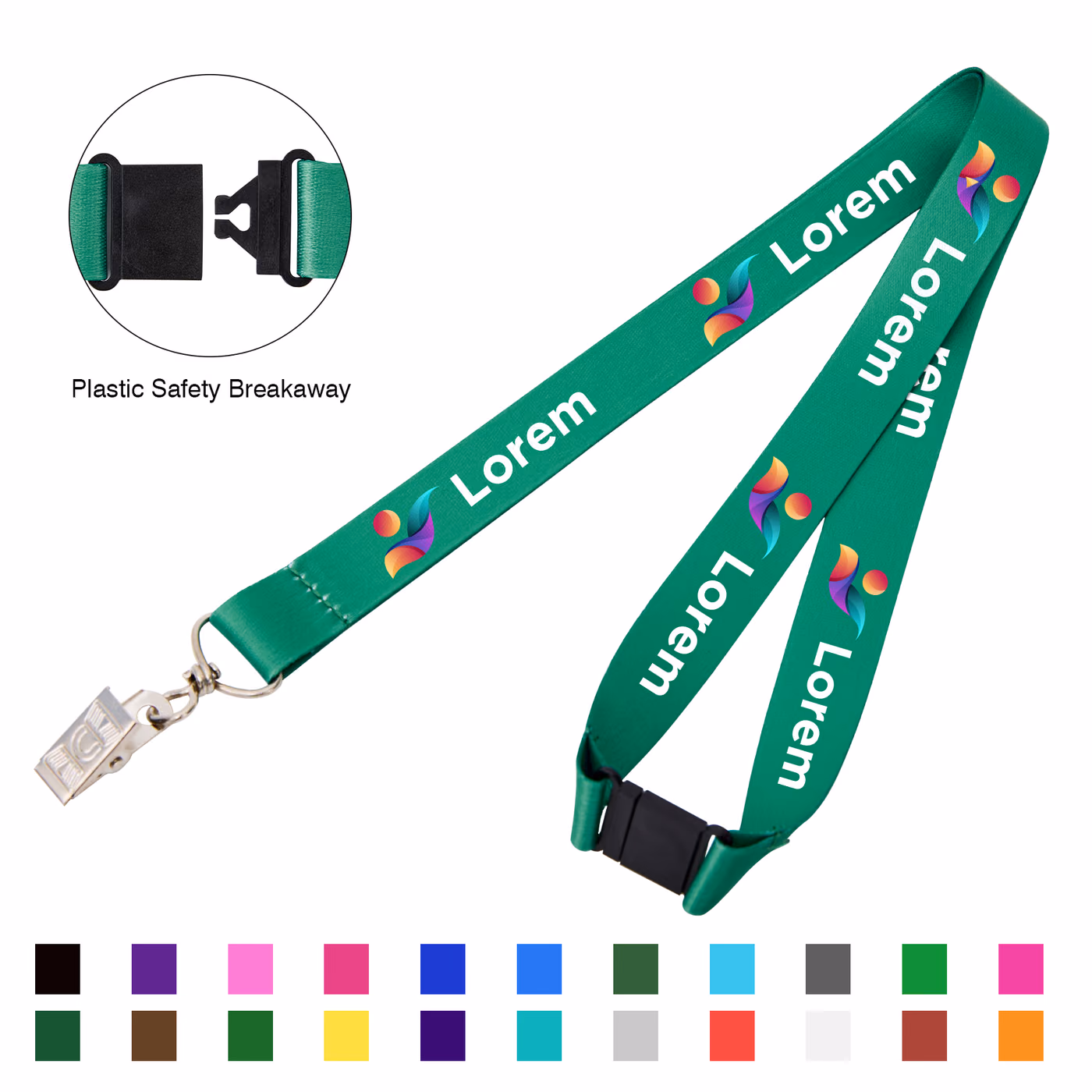 Custom 3/4'' Polyester Lanyard W/ Safety Breakaway Badge Holder
