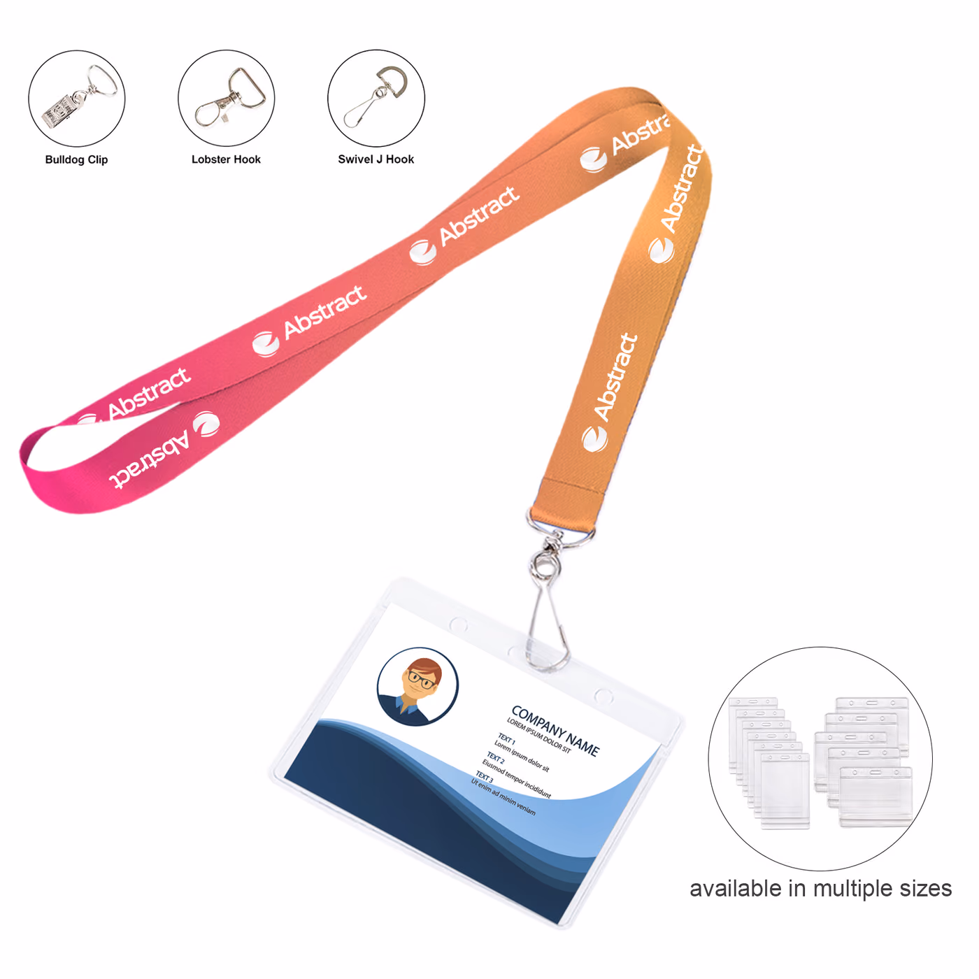 Custom 3/4" Dye-Sublimated Lanyard With Clear Badge Holder