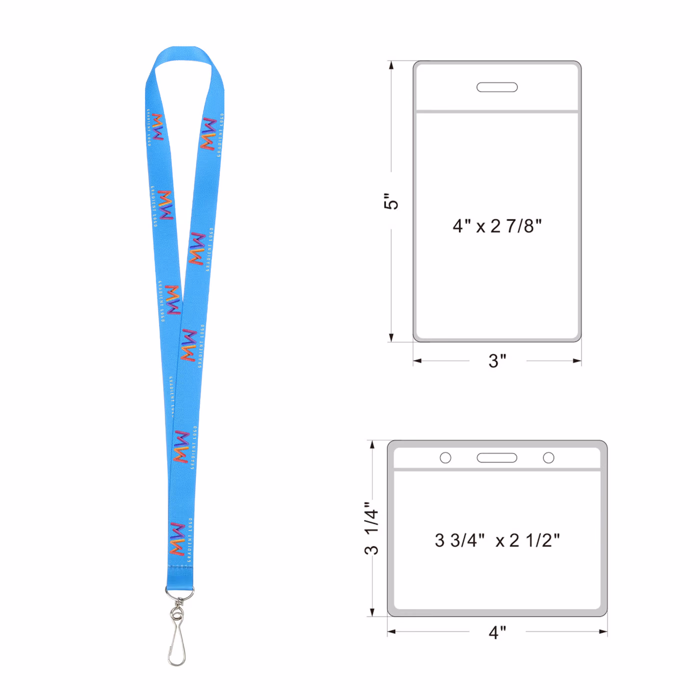 Custom 3/4" Dye-Sublimated Lanyard With Clear Badge Holder