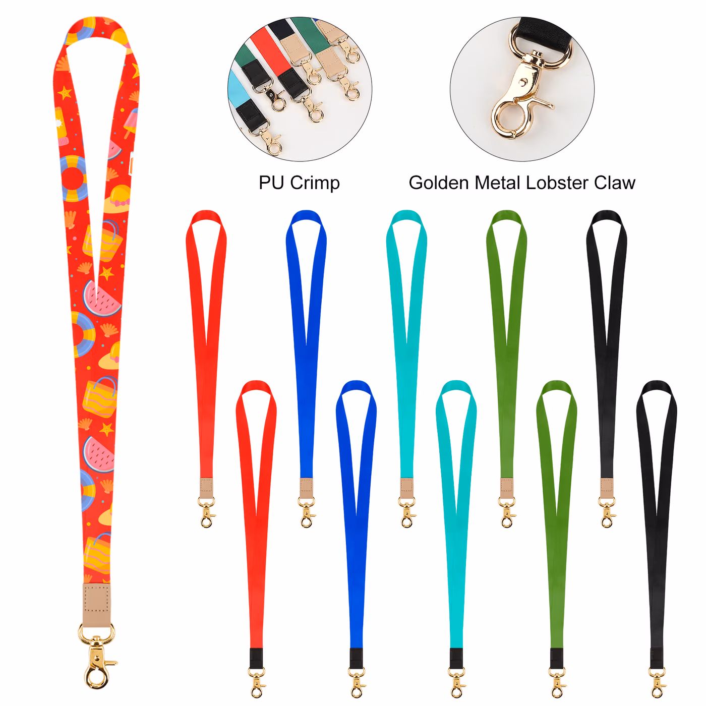 Custom 3/4'' Dye-Sublimated Lanyard W/ PU Crimp & Optional Clamp
