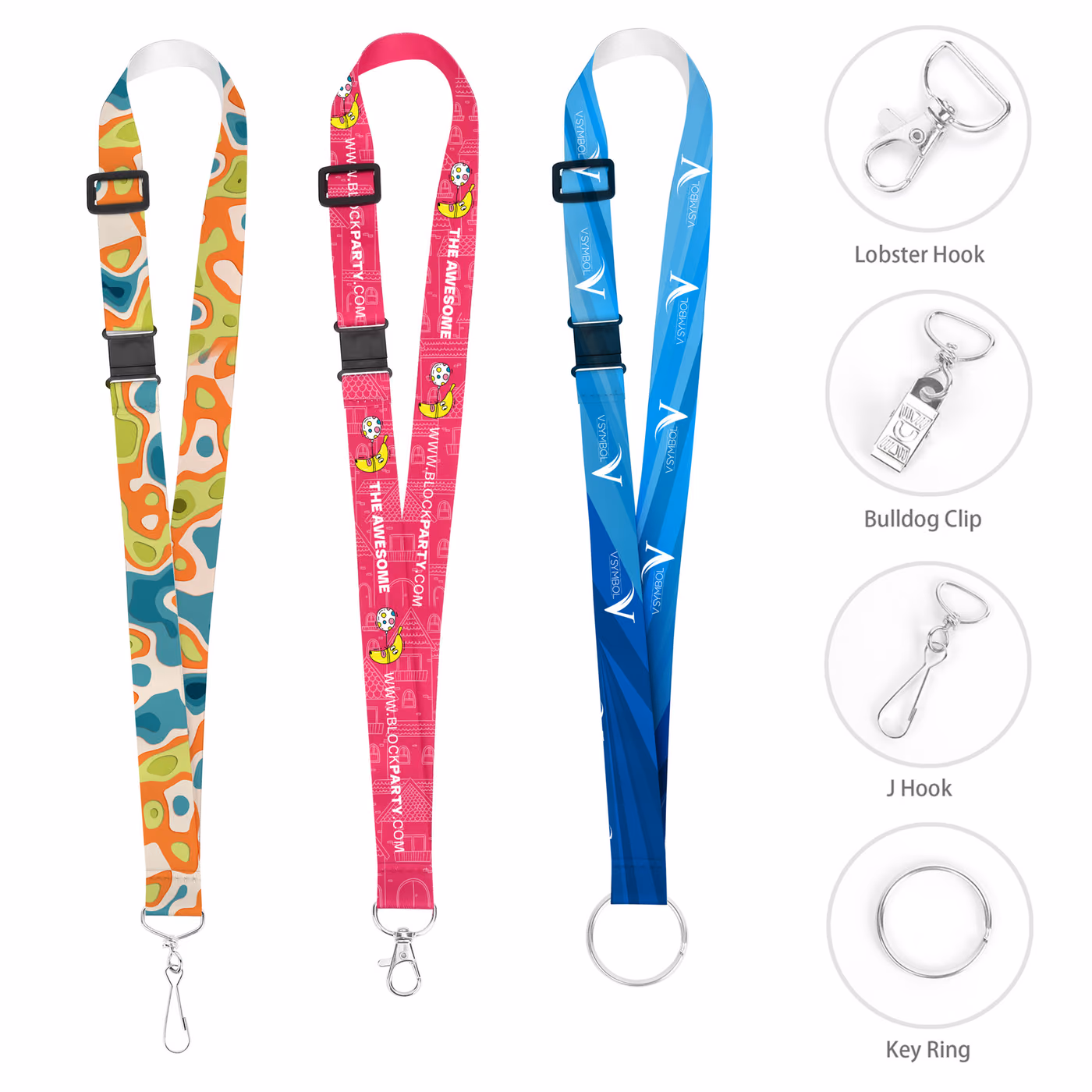 Custom 3/4" Full Color Adjustable Lanyard W/ Safety Breakaway