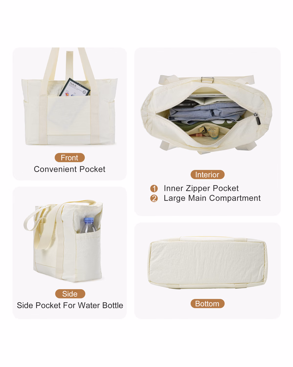 Custom Travel Gym Shoulder Tote Bag With Zipper