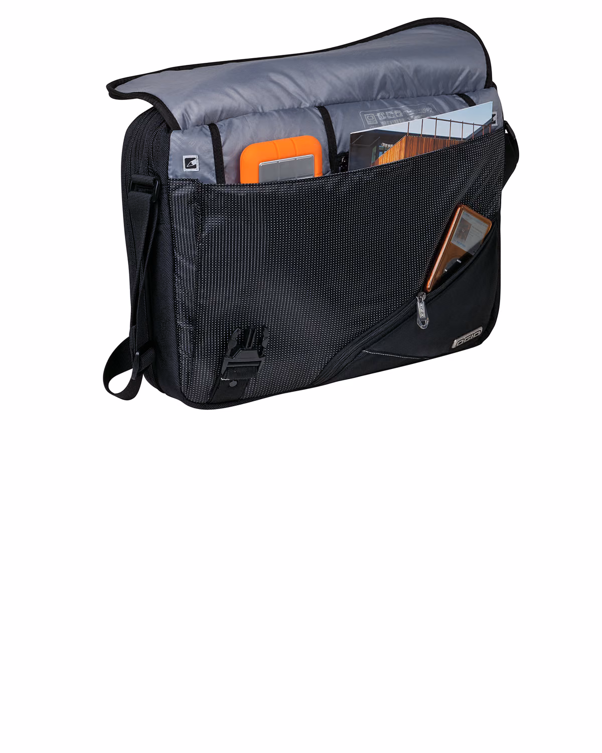 Custom OGIO Voyager Messenger - Black/ Petrol side