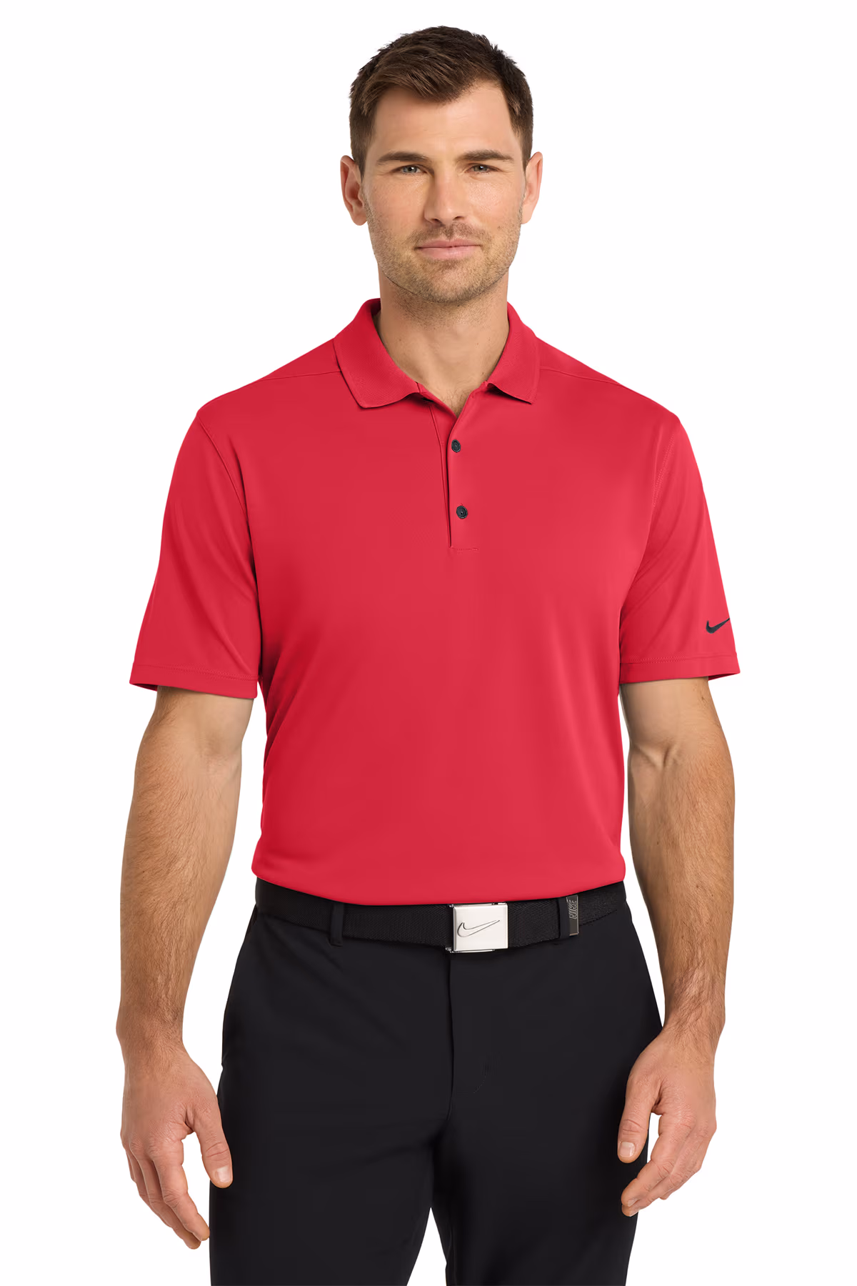 Custom Nike Dri-FIT Micro Pique 2.0 Polo, University Red, front view