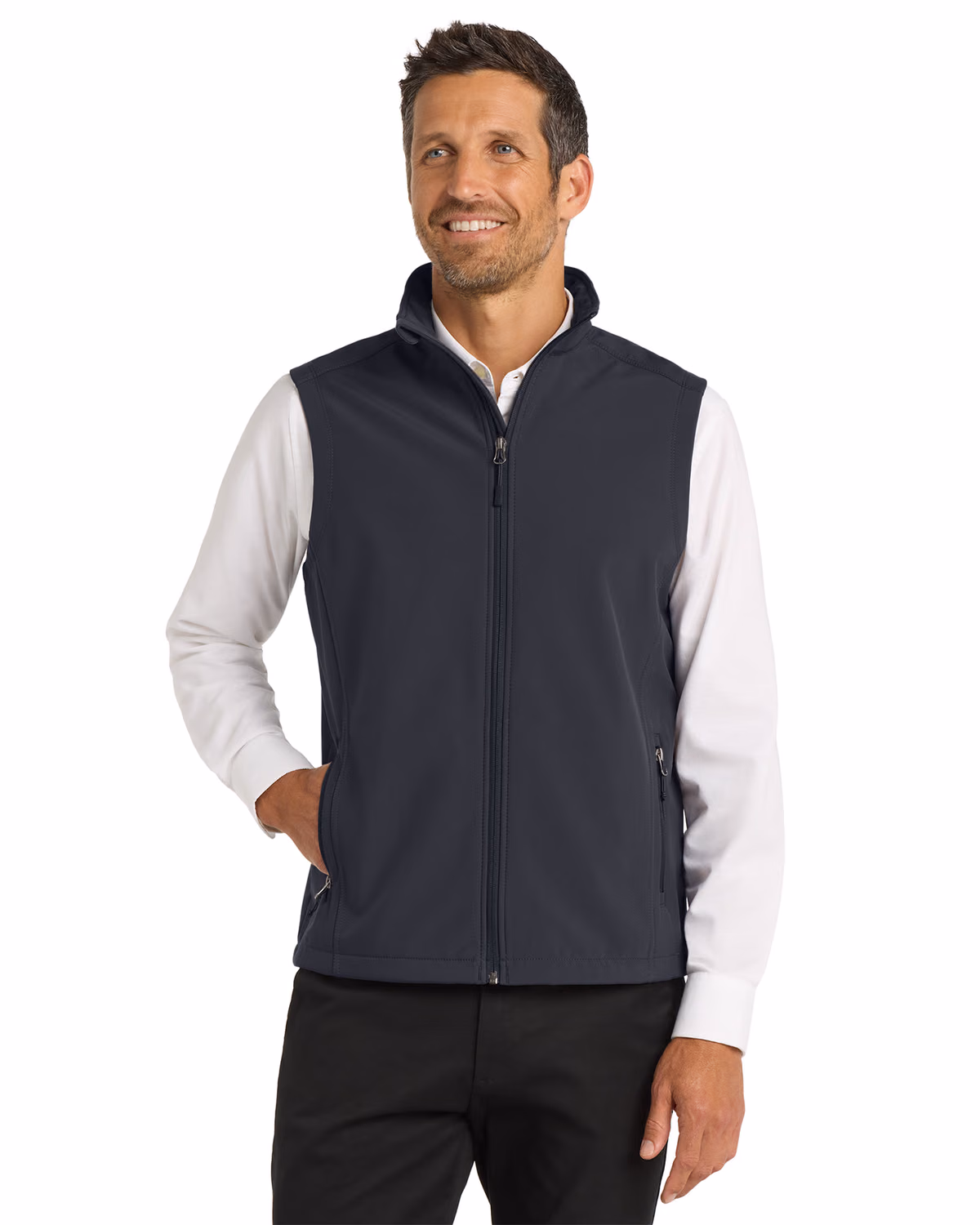 Custom Port Authority® Core Soft Shell Vest, Battleship Grey, front view