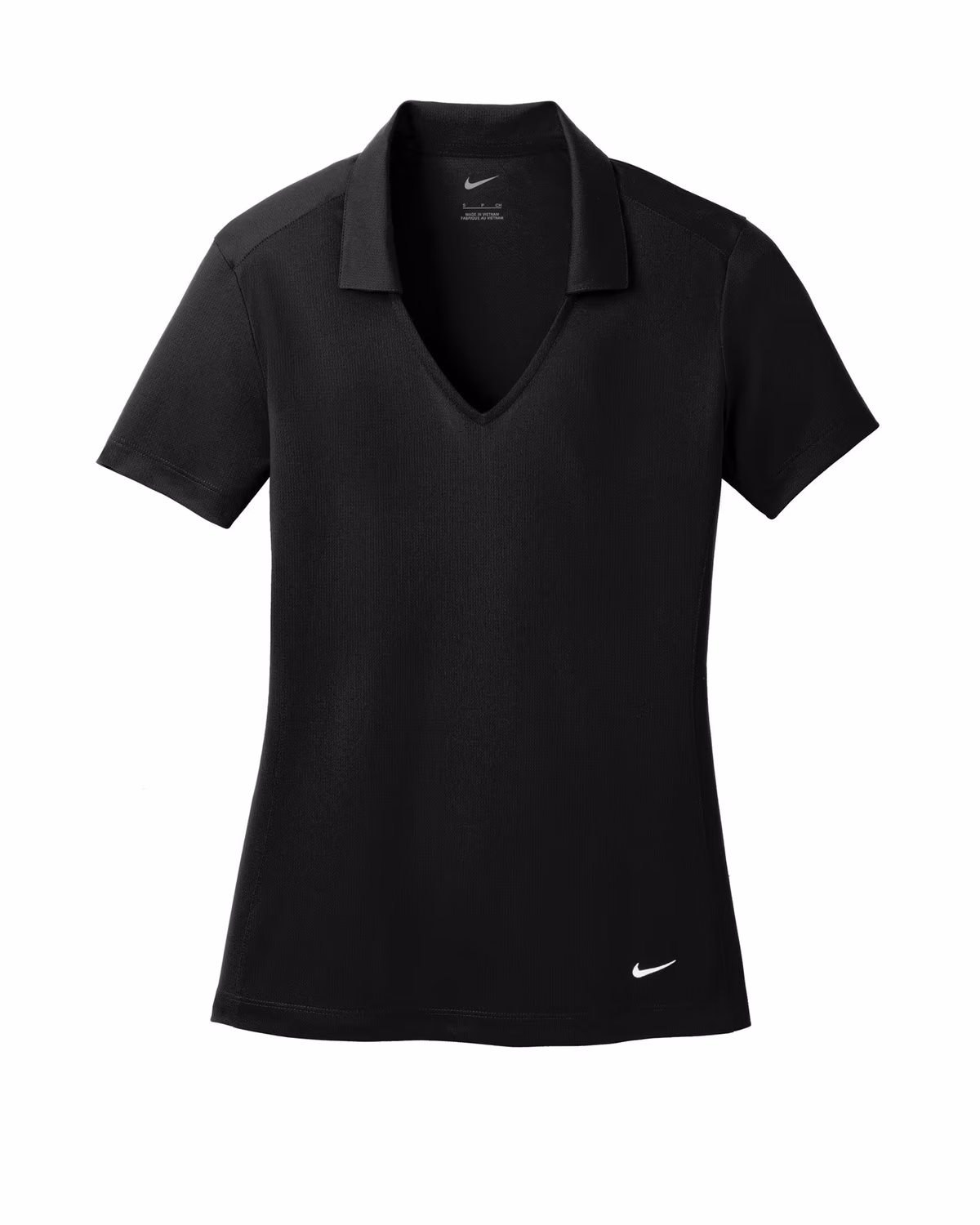 Custom Nike Women's Dri-FIT Vertical Mesh Polo - Black flat front