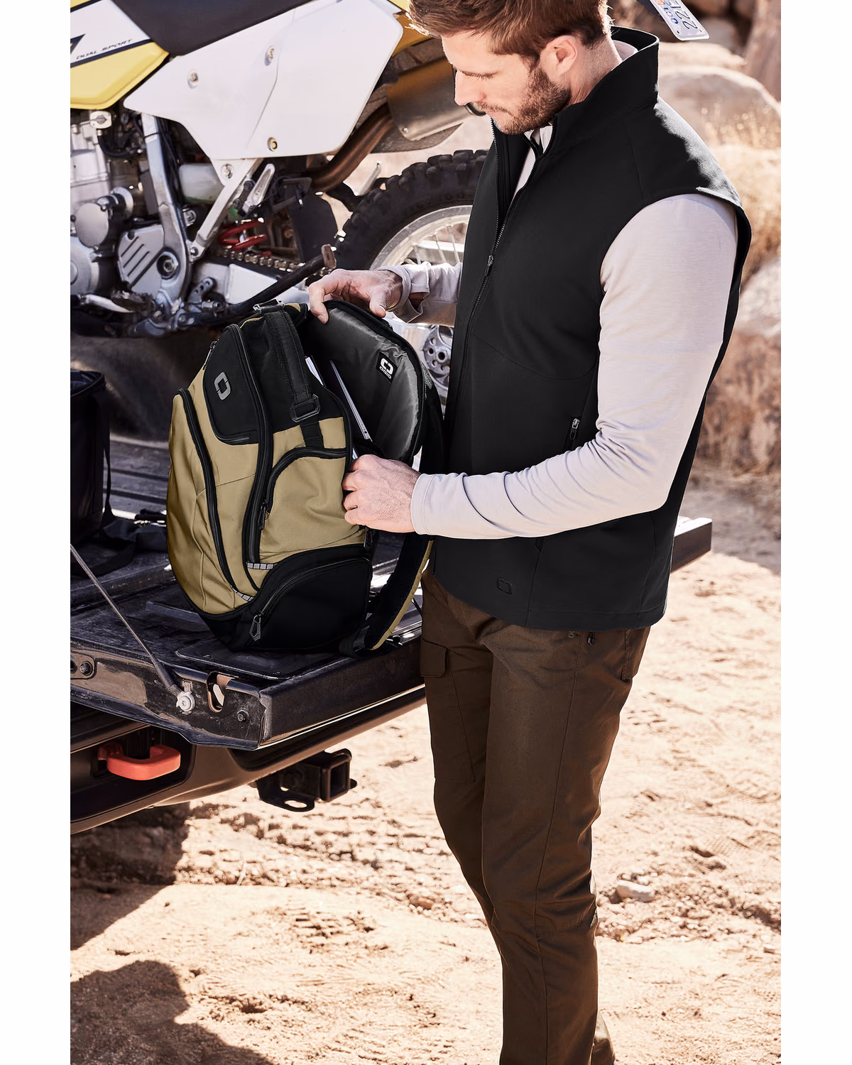 Custom OGIO Kinetic Pack - Command Khaki - lifestyle