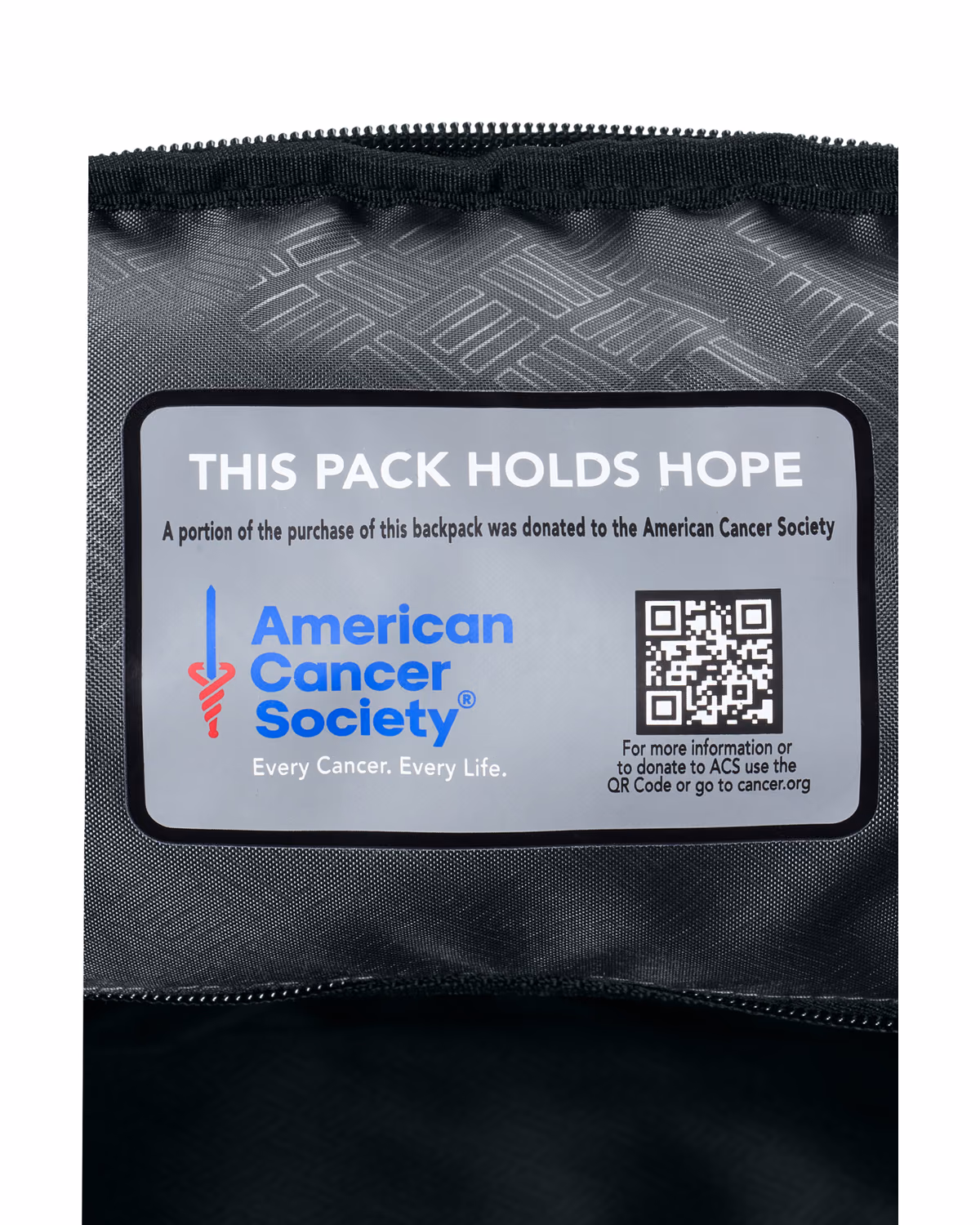 Custom American Cancer Society Charity Tech Pack - Black - detail