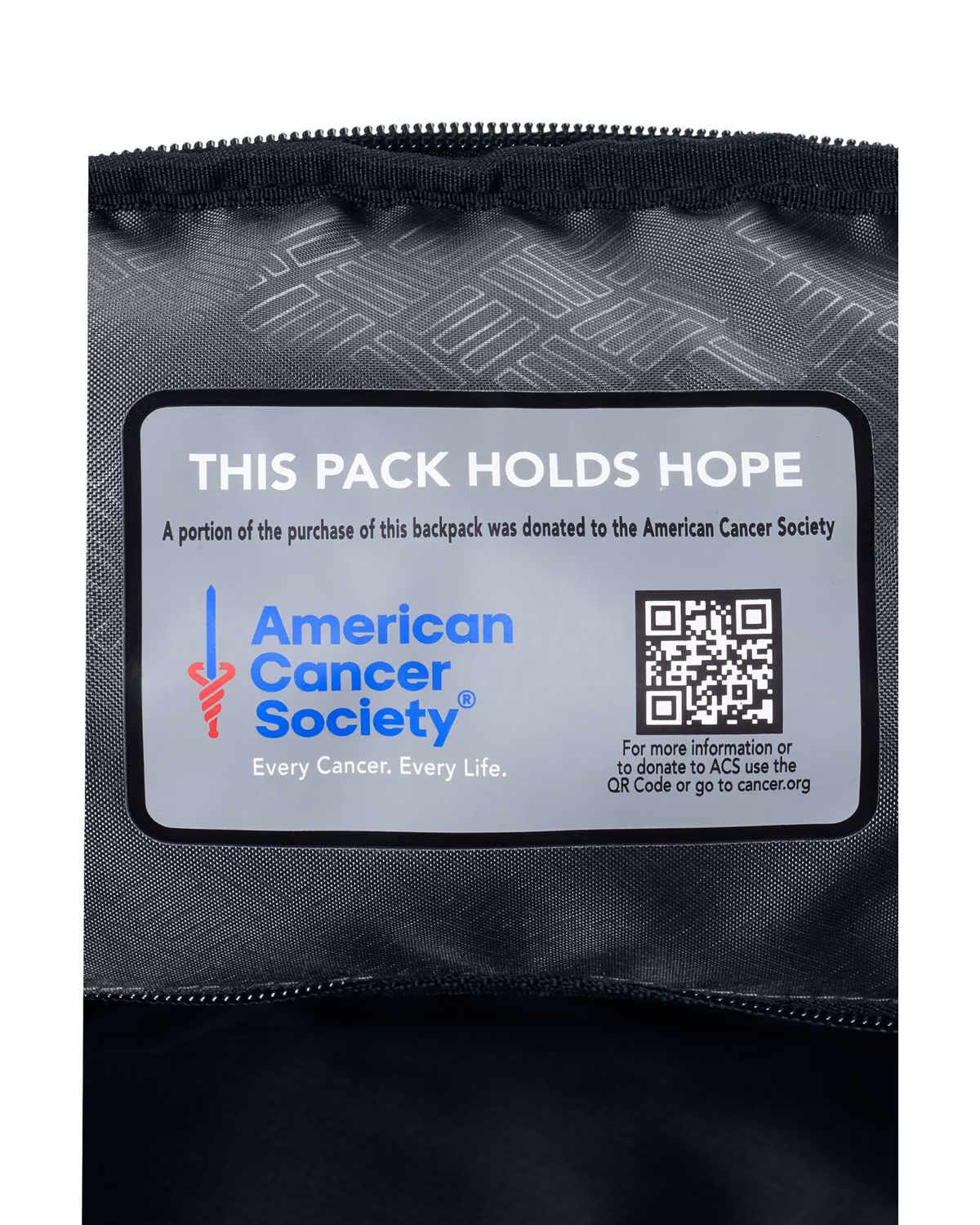 Custom American Cancer Society Charity Tech Pack - Black - detail