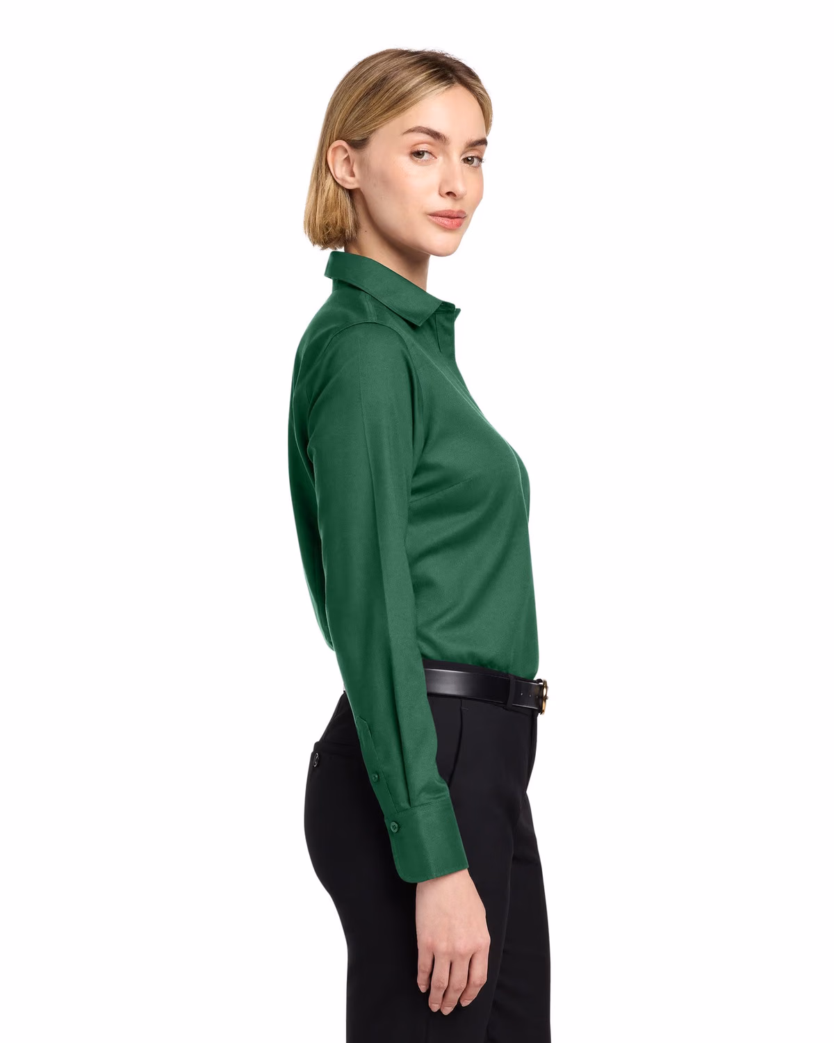 Custom Brooks Brothers Women’s Wrinkle-Free Stretch Nailhead Shirt - Club Green side