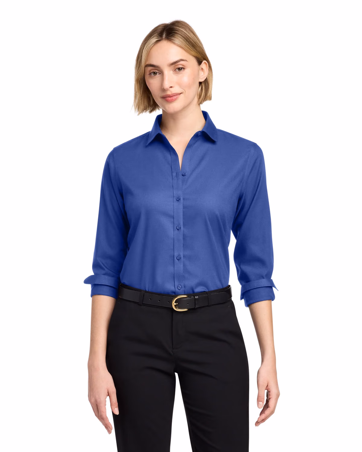 Custom Brooks Brothers Women’s Wrinkle-Free Stretch Nailhead Shirt - Cobalt Blue front