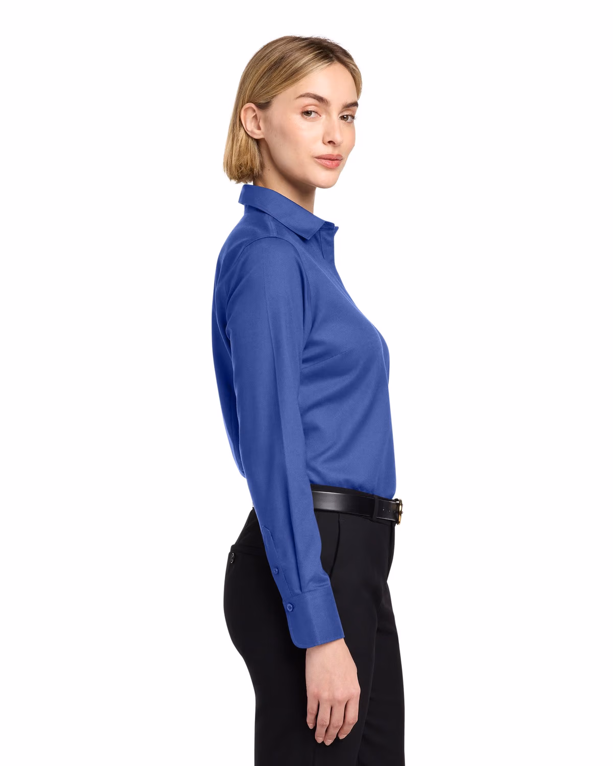 Custom Brooks Brothers Women’s Wrinkle-Free Stretch Nailhead Shirt - Cobalt Blue side