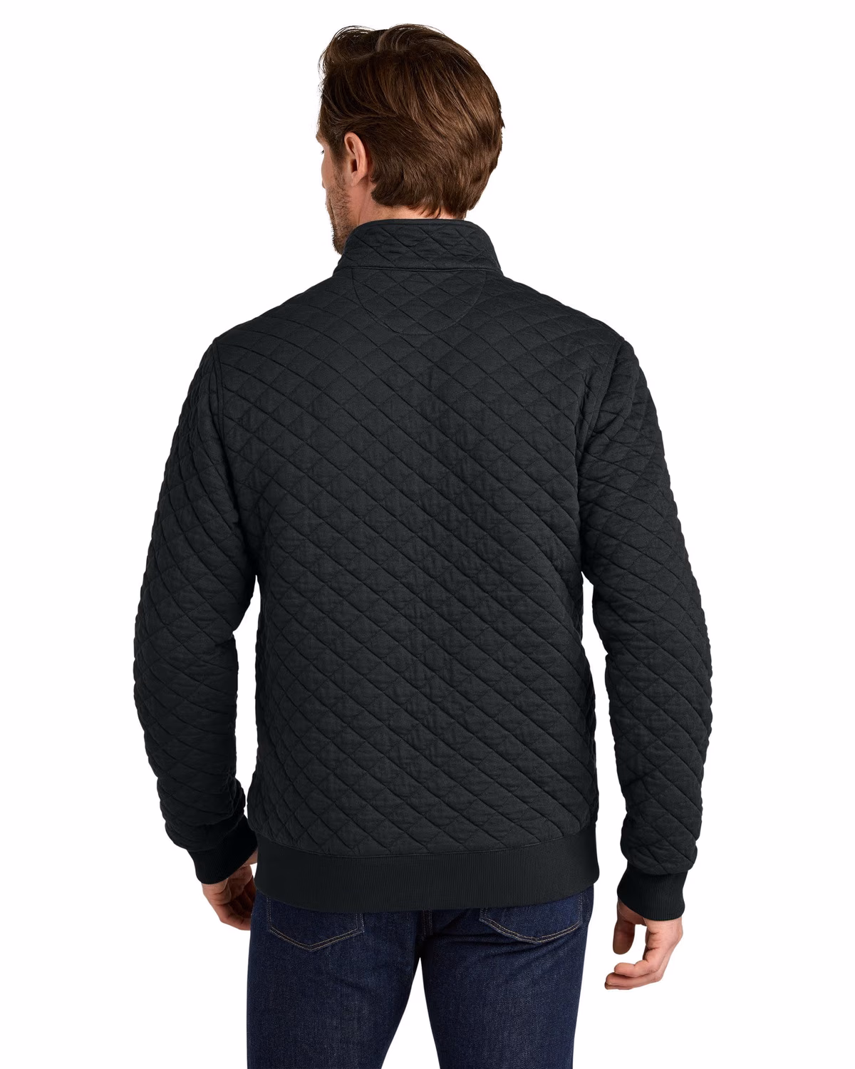 Custom Brooks Brothers Diamond Quilt 1/4-Zip - Deep Black back