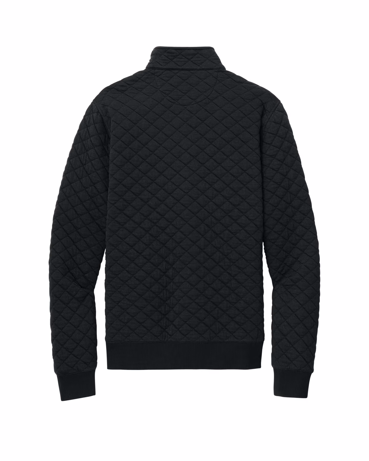 Custom Brooks Brothers Diamond Quilt 1/4-Zip - Deep Black flat back