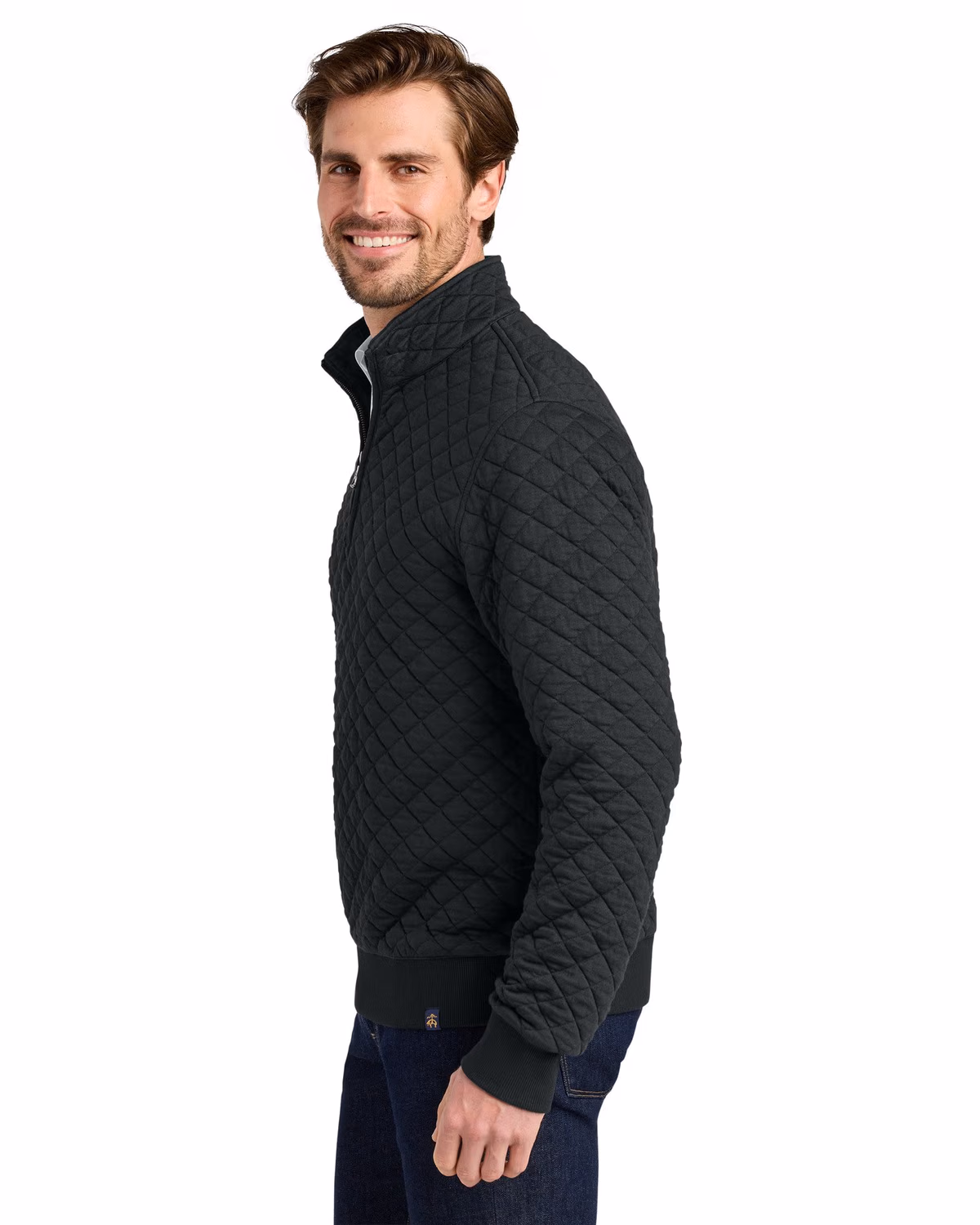 Custom Brooks Brothers Diamond Quilt 1/4-Zip - Deep Black side