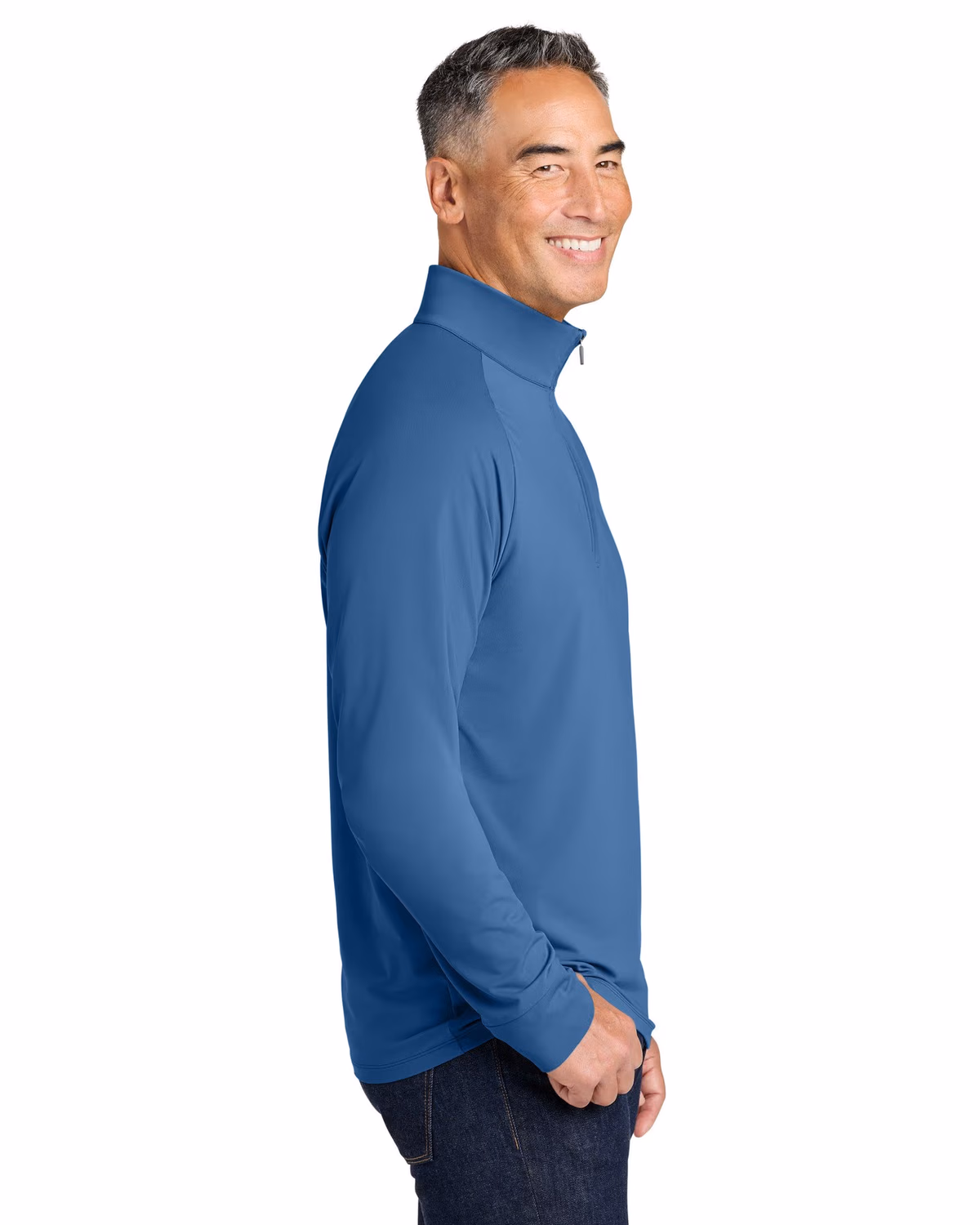Custom Brooks Brothers Luxe Performance 1/4-Zip - Charter Blue side