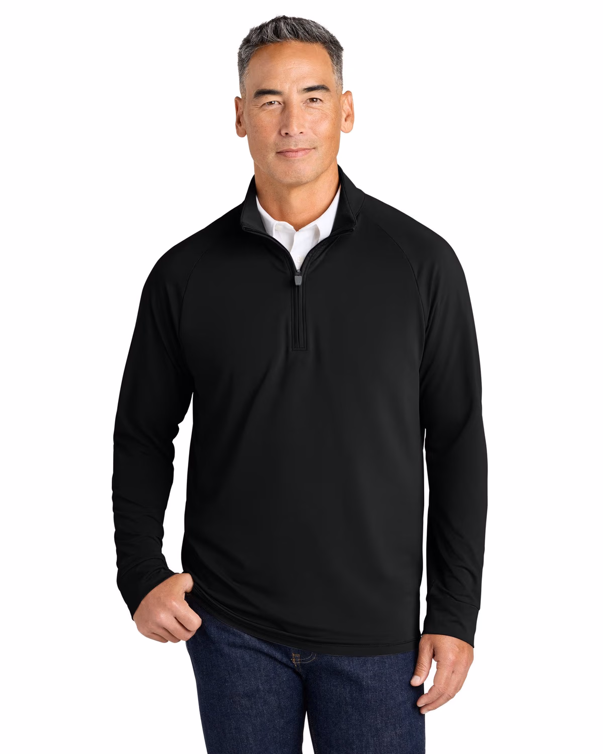 Custom Brooks Brothers Luxe Performance 1/4-Zip - Deep Black front