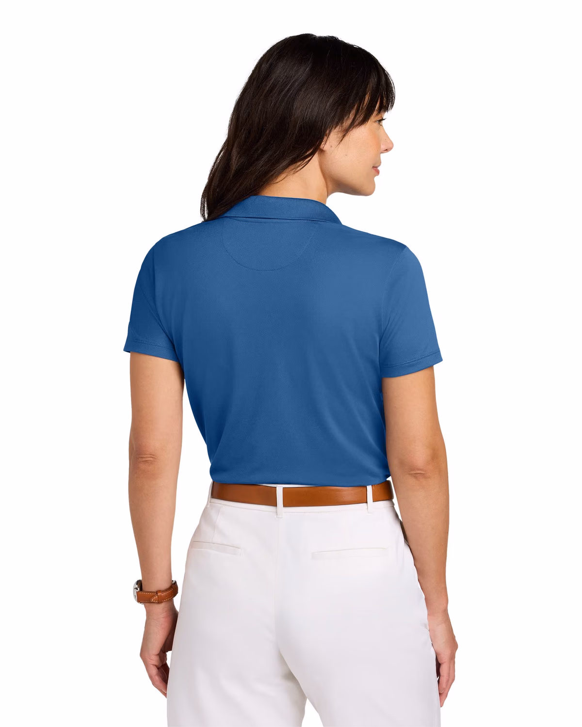 Custom Brooks Brothers Women’s Mesh Pique Performance Polo - Charter Blue back