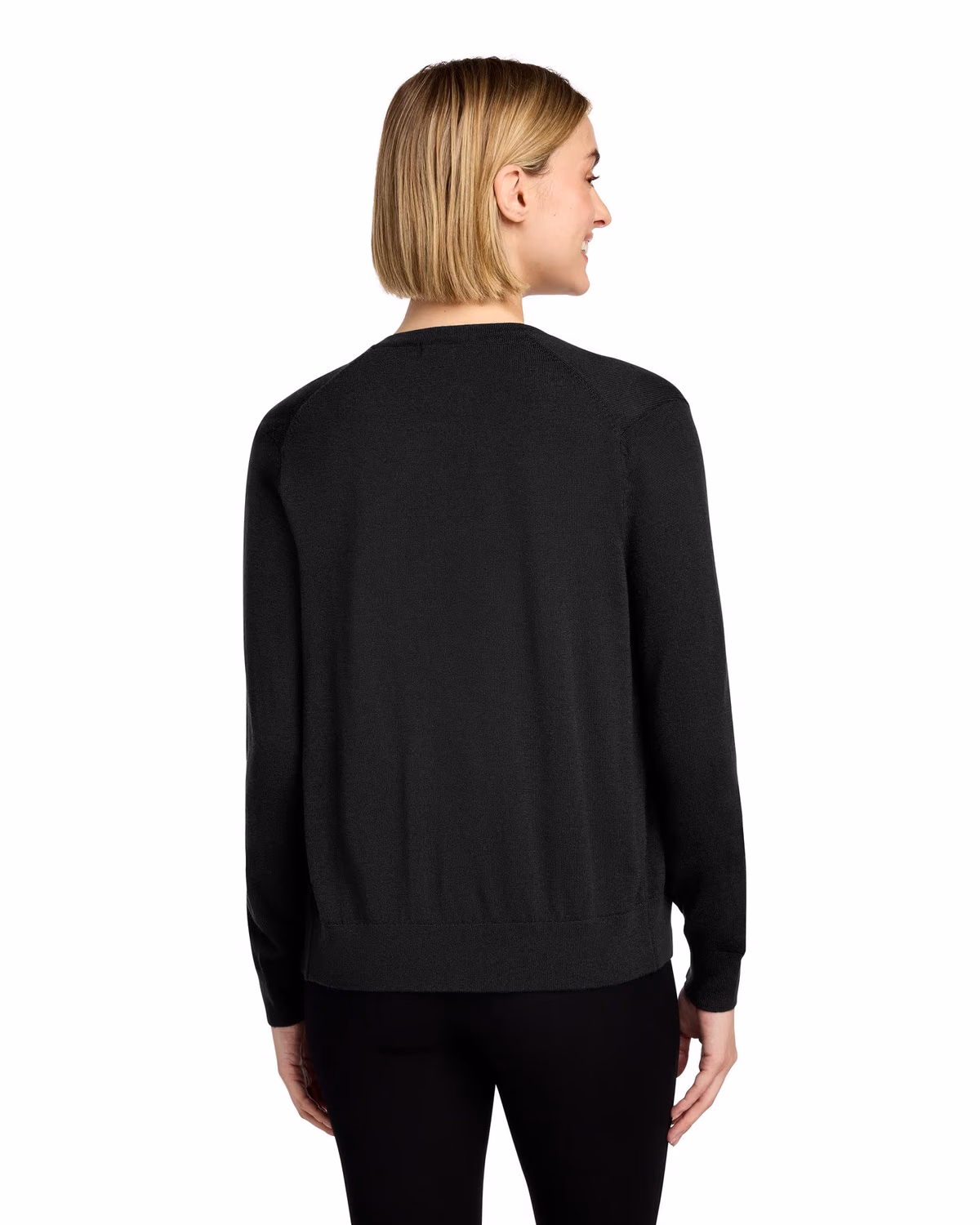 Custom Brooks Brothers Women’s Washable Merino Cardigan Sweater - Deep Black back