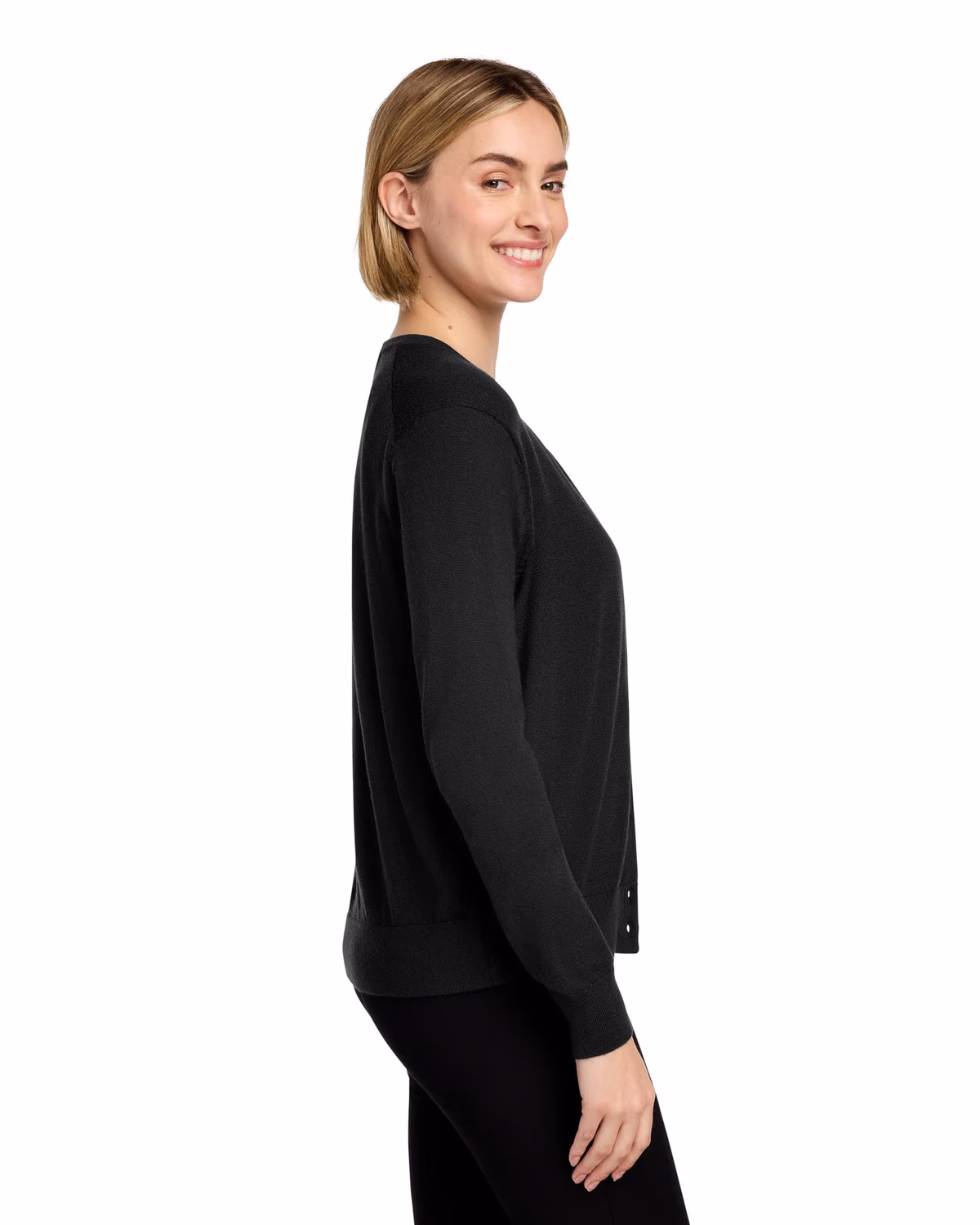 Custom Brooks Brothers Women’s Washable Merino Cardigan Sweater - Deep Black side