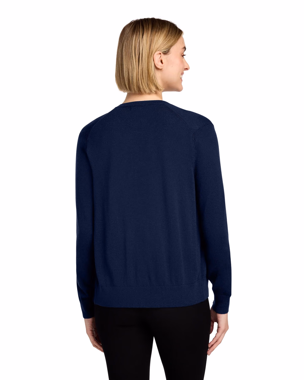 Custom Brooks Brothers Women’s Washable Merino Cardigan Sweater - Navy Blazer back