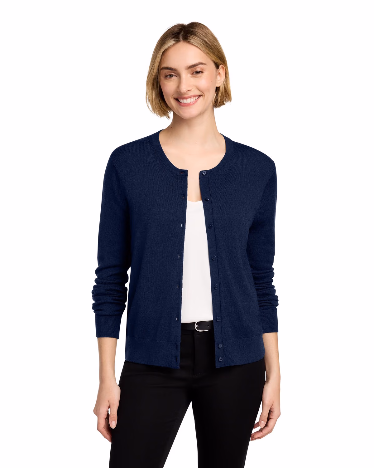 Custom Brooks Brothers Women’s Washable Merino Cardigan Sweater - Navy Blazer front