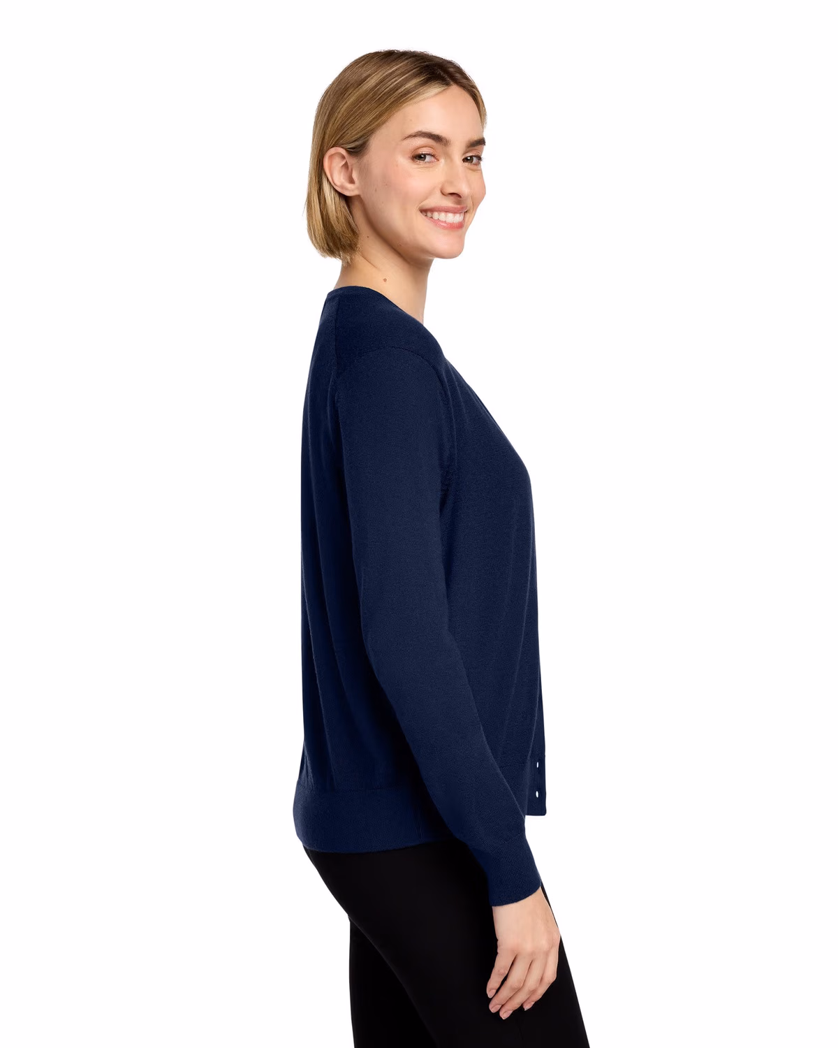 Custom Brooks Brothers Women’s Washable Merino Cardigan Sweater - Navy Blazer side