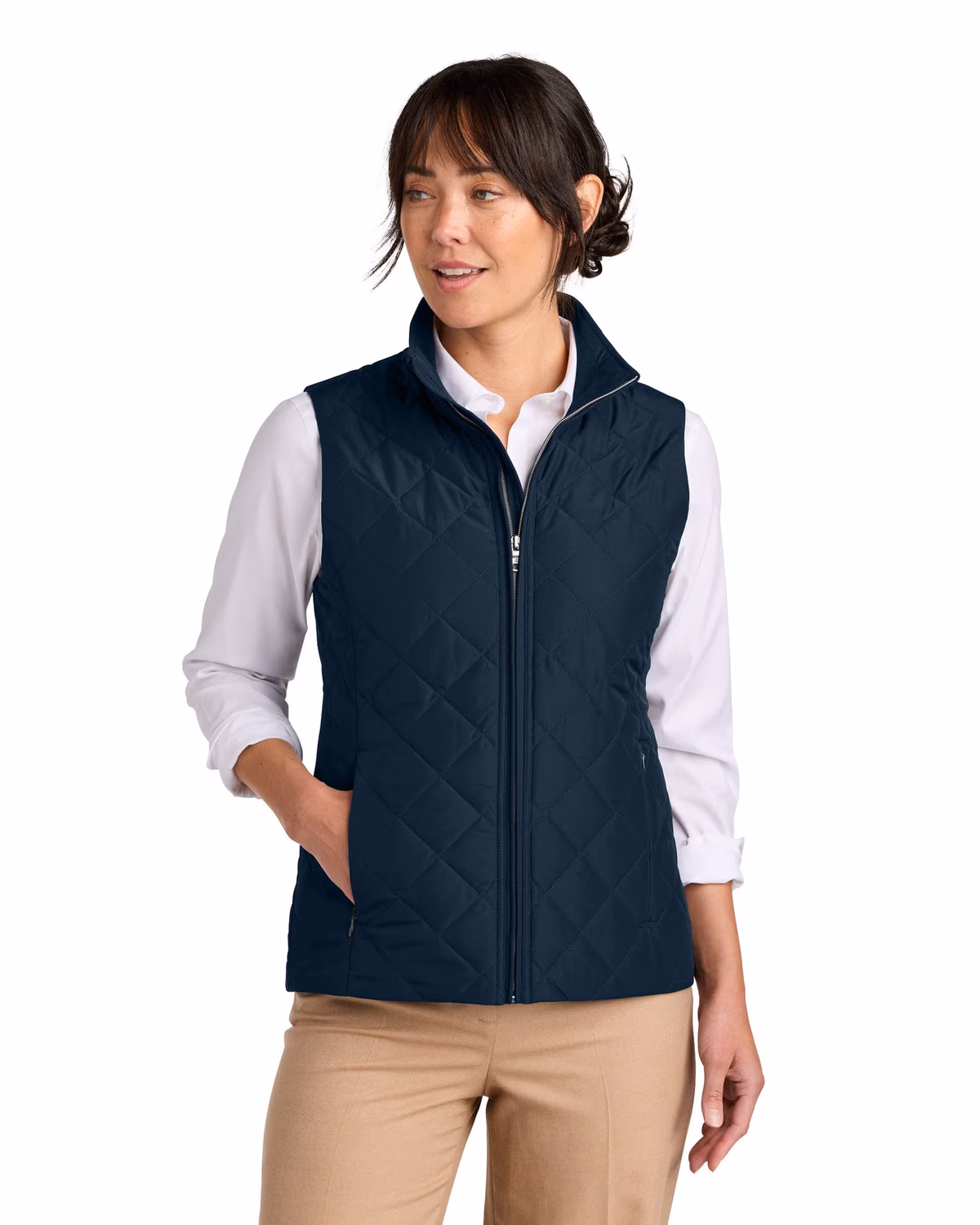 Custom Brooks Brothers Women’s Quilted Vest - Night Navy front