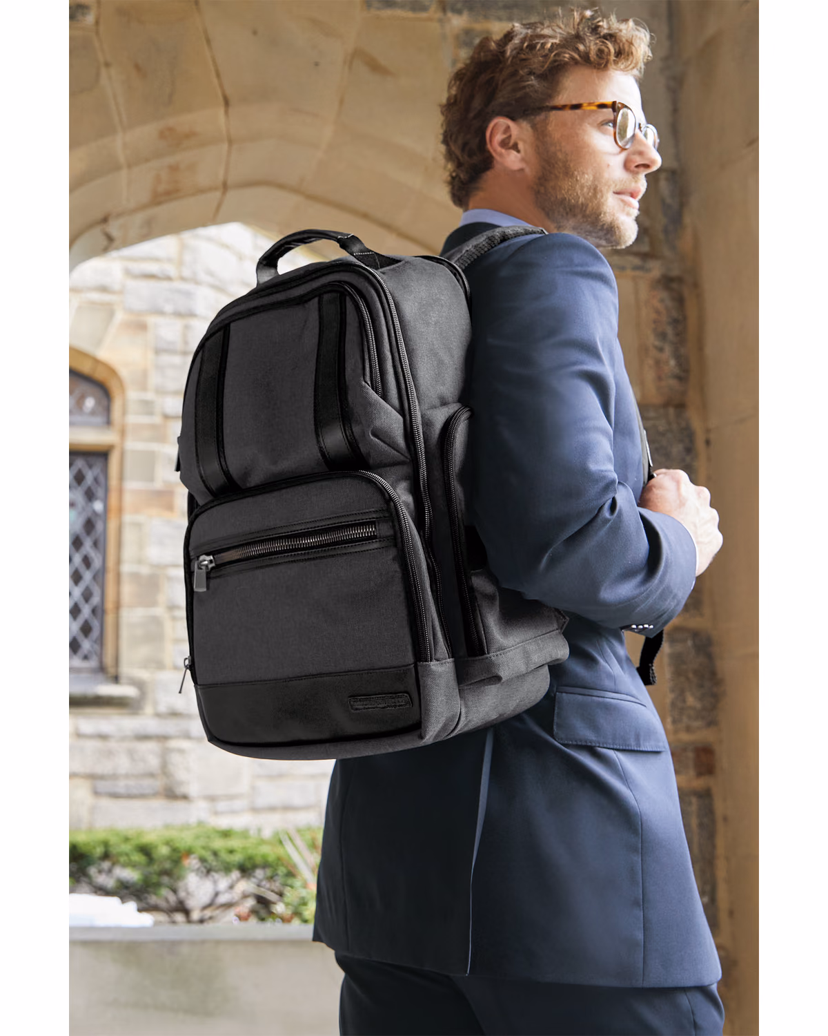 Custom Brooks Brothers Grant Backpack - Heather Gray - lifestyle