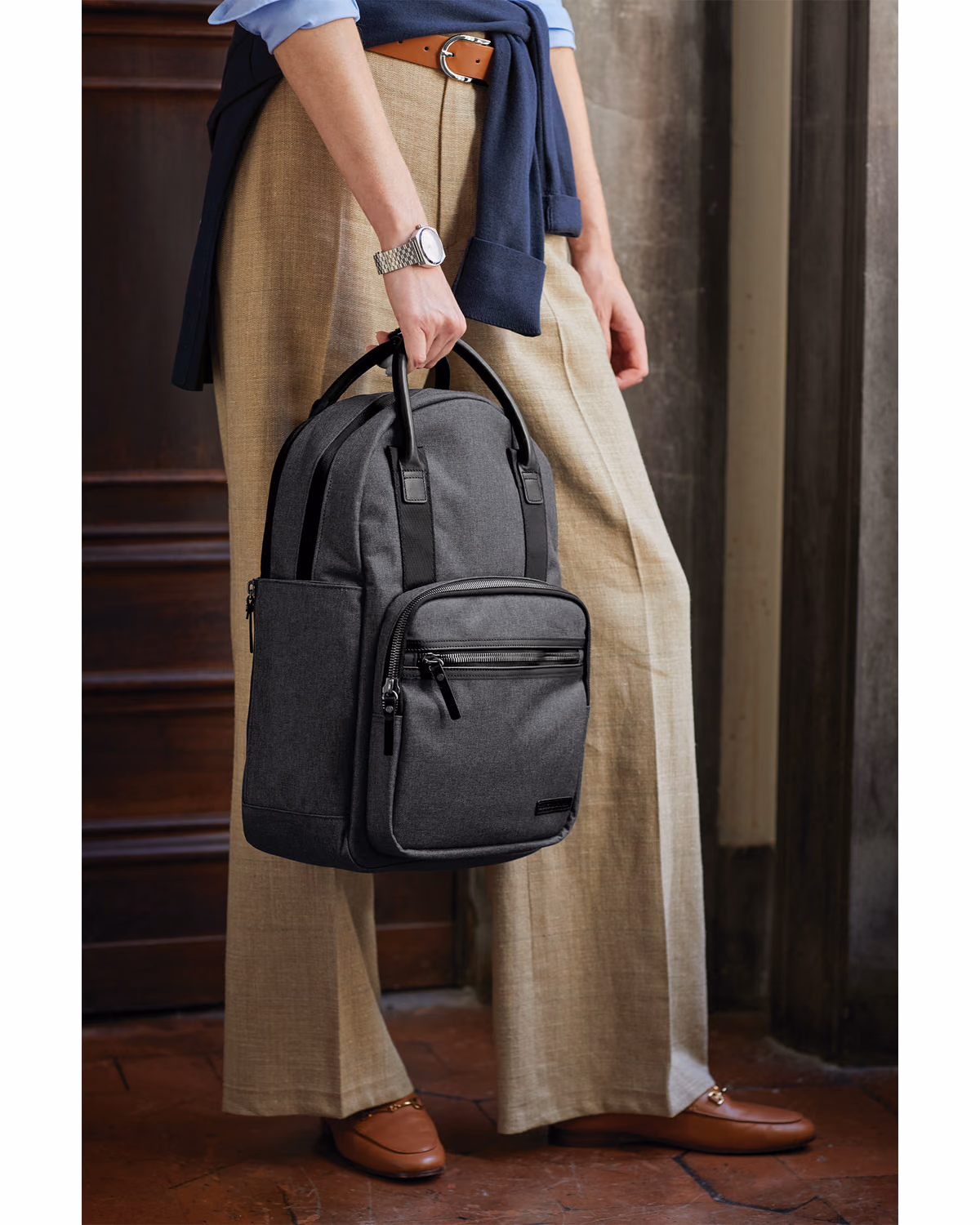 Custom Brooks Brothers Grant Dual-Handle Backpack - Heather Grey - lifestyle