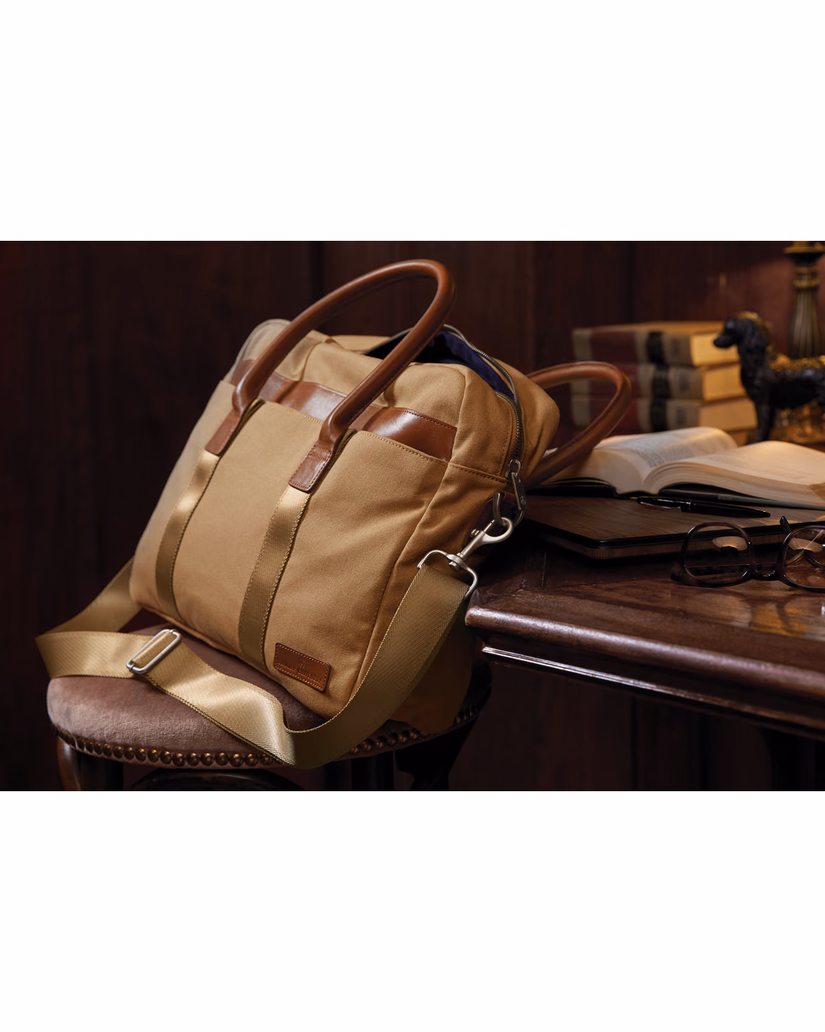 Custom Brooks Brothers Wells Briefcase - Black - lifestyle