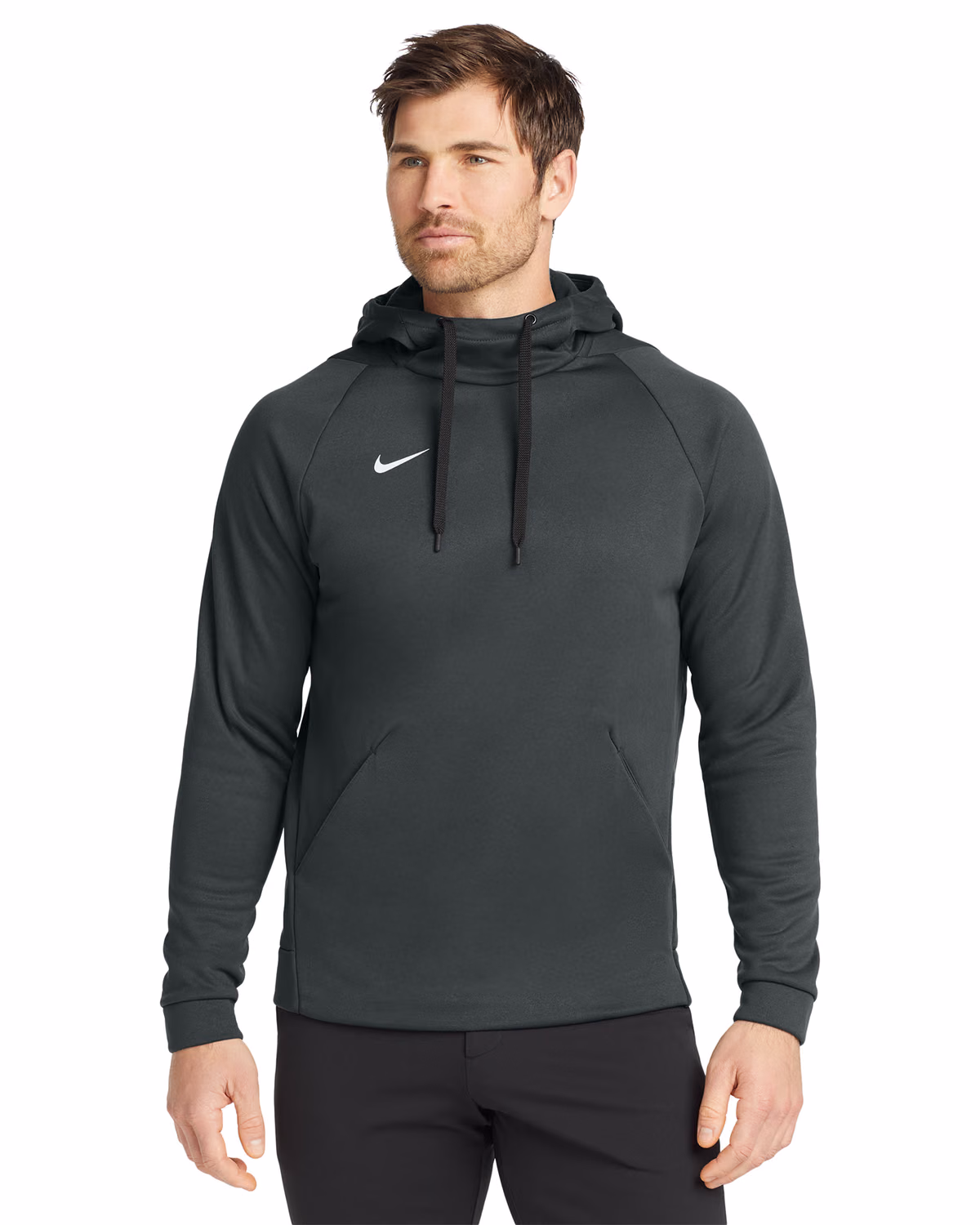 Custom Nike Therma-FIT Pullover Fleece Hoodie, Team Anthracite, front view