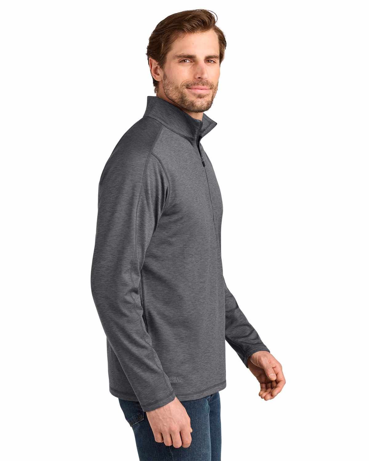Custom Eddie Bauer Adventurer 1/4-Zip, Metal Grey Heather, side view