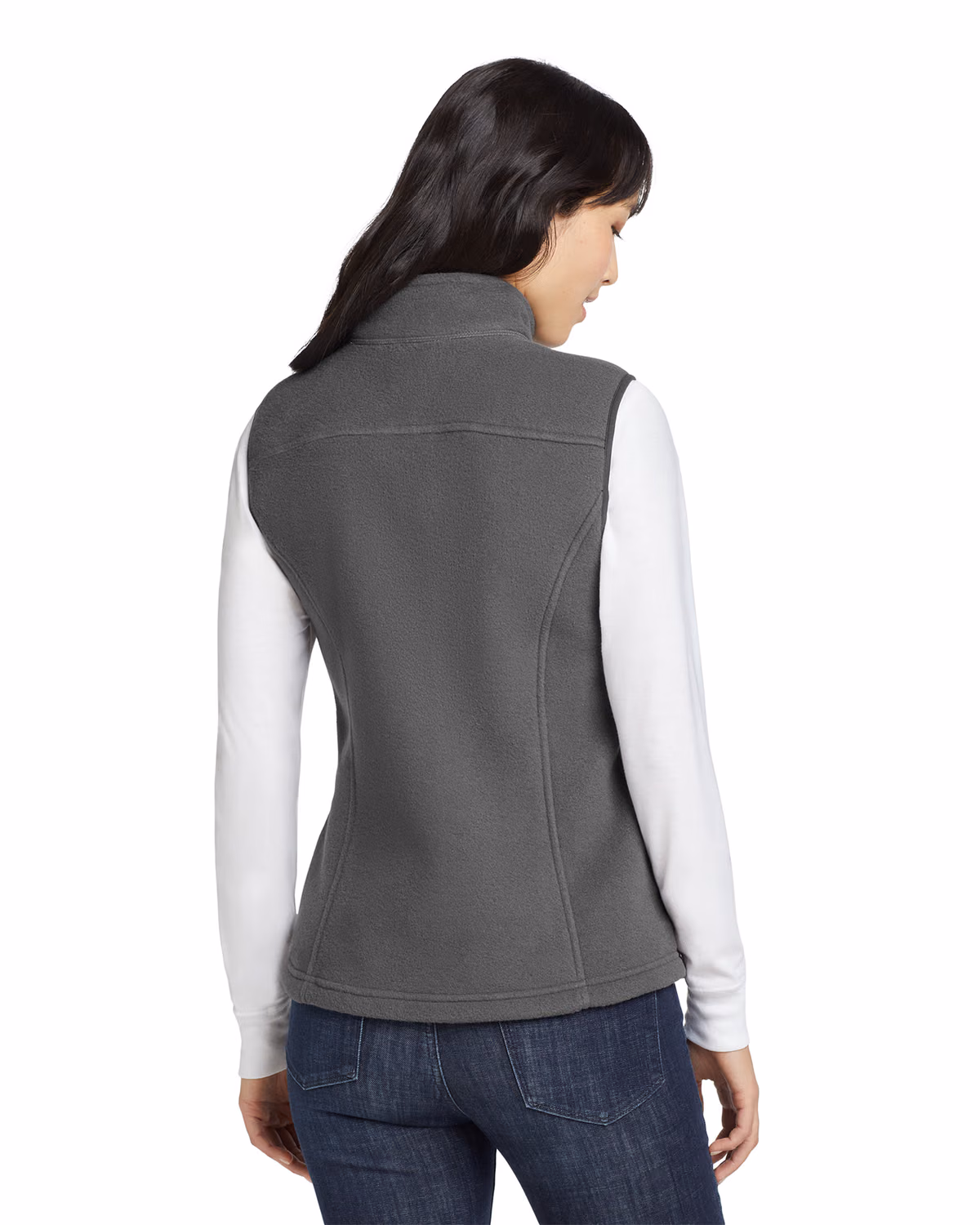 Custom Eddie Bauer Women's Fleece Vest, Grey Steel, back view