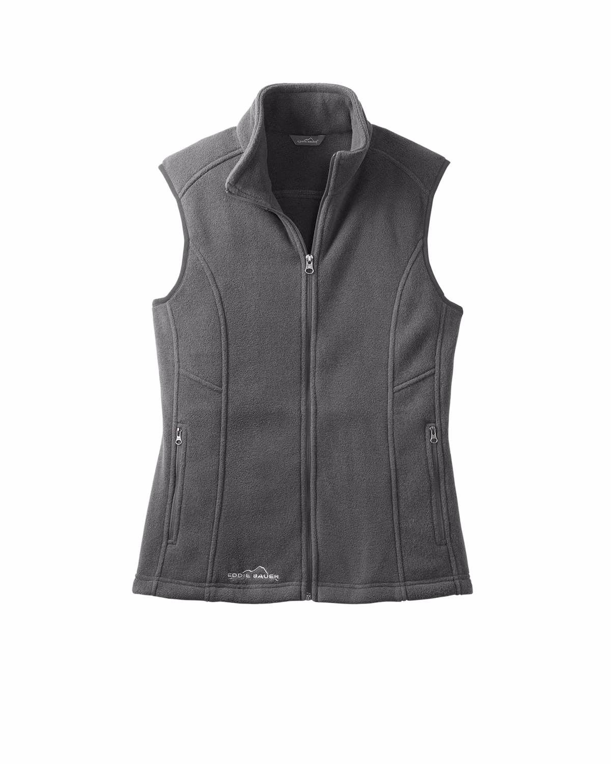 Custom Eddie Bauer Women's Fleece Vest, Grey Steel, front view