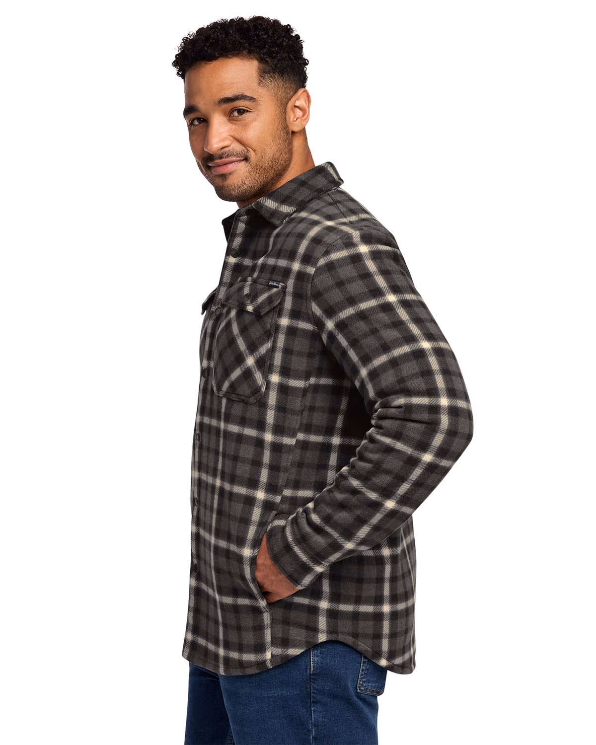 Custom Eddie Bauer Woodland Shirt Jac, Grey Steel/ Bone, side view