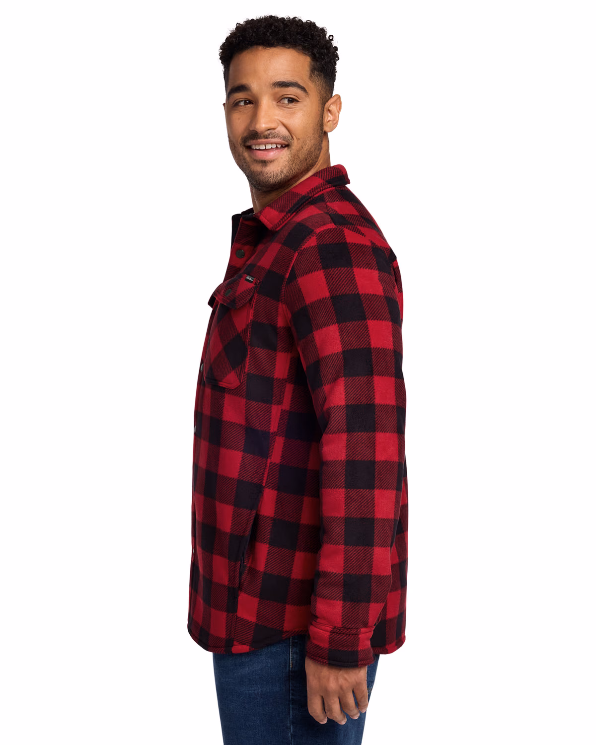 Custom Eddie Bauer Woodland Shirt Jac, Radish/ Black, side view