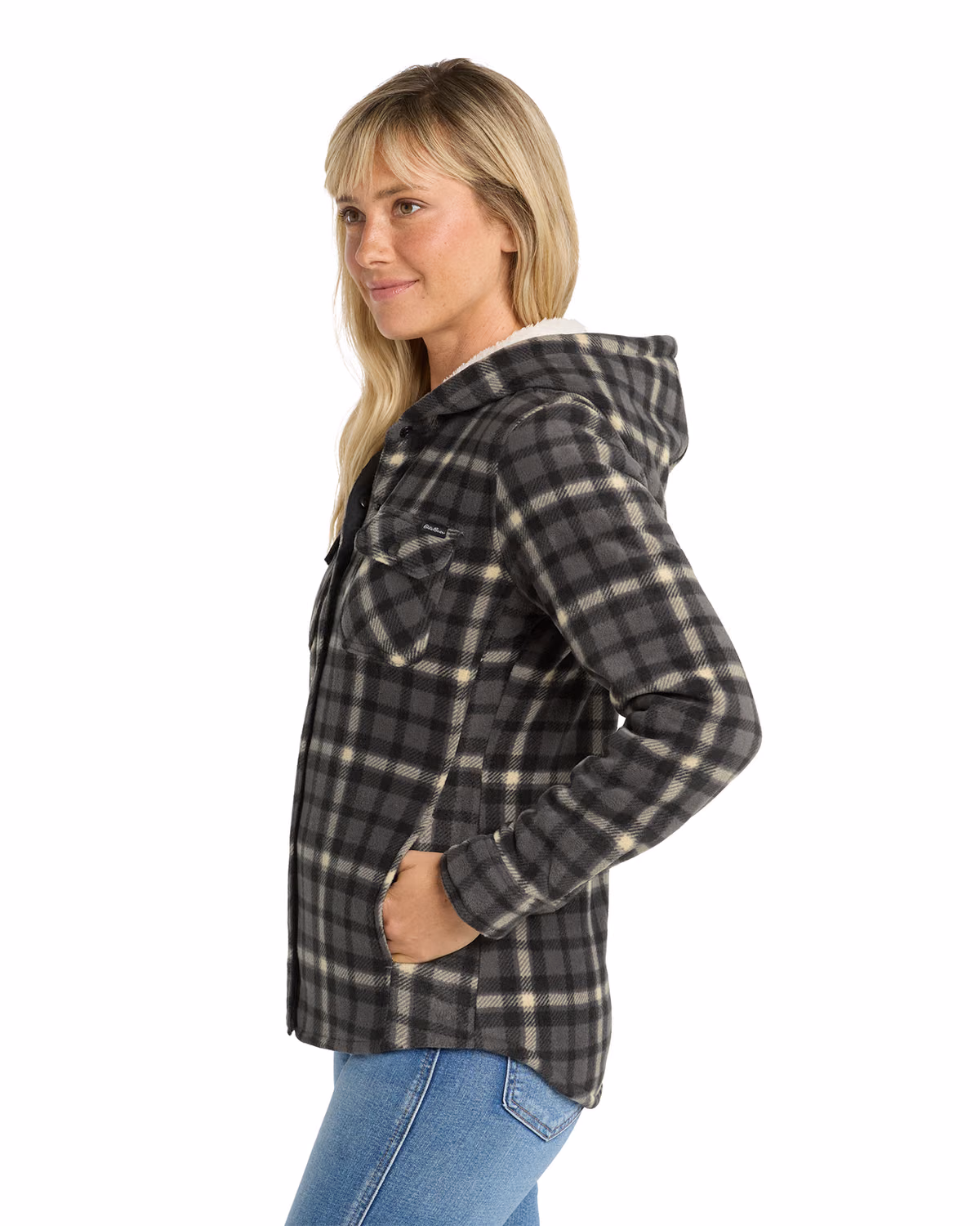 Custom Eddie Bauer Women's Woodland Shirt Jac, Grey Steel/ Bone, side view