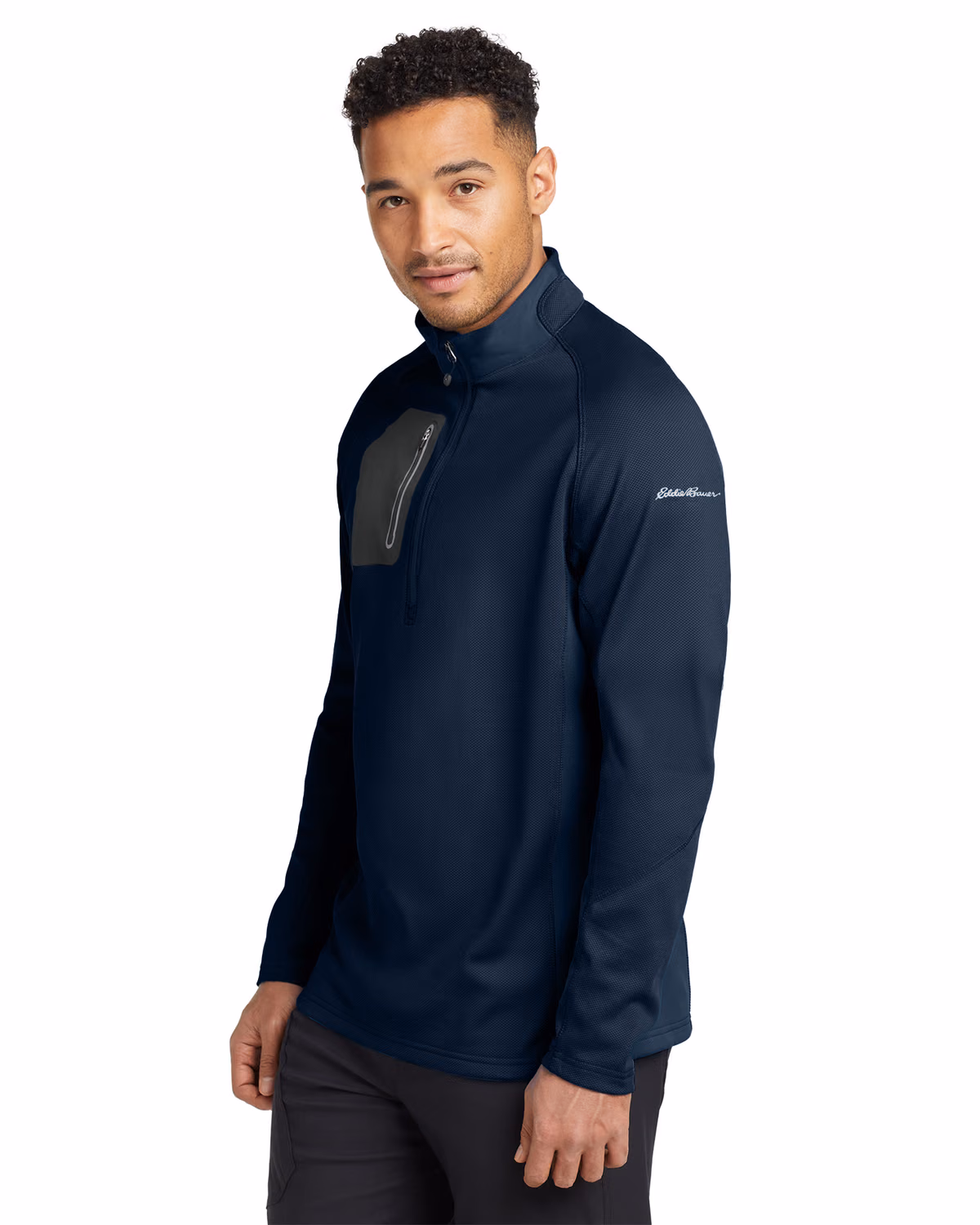 Custom Eddie Bauer 1/2-Zip Performance Fleece, River Blue Navy, side view